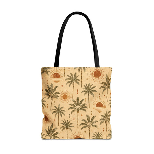 Palm Tree Sunset Tote Bag – Vintage Tropical Canvas Beach Shopper - Creations by Chris and Carlos
