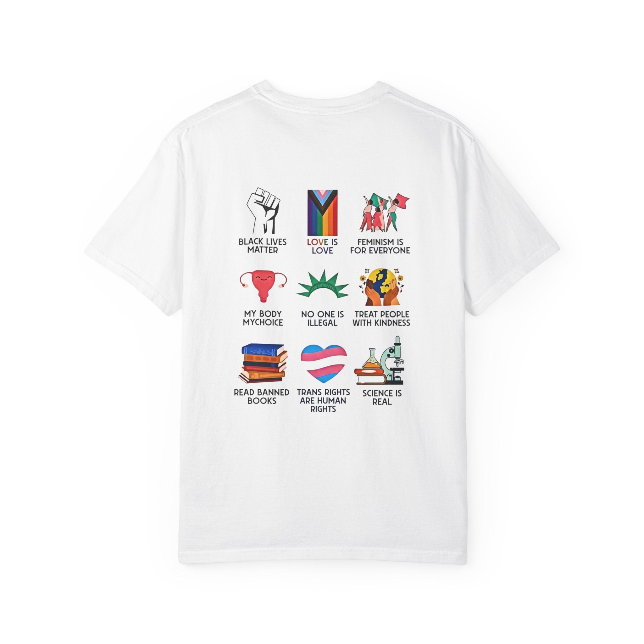 T-Shirt — "Big Fan of Human Rights" Graphic Tee (Equality & Activism Icons) - Creations by Chris and Carlos