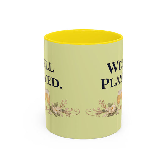 Well Played Coffee Mug — Floral Champagne Accent 11/15oz - Creations by Chris and Carlos