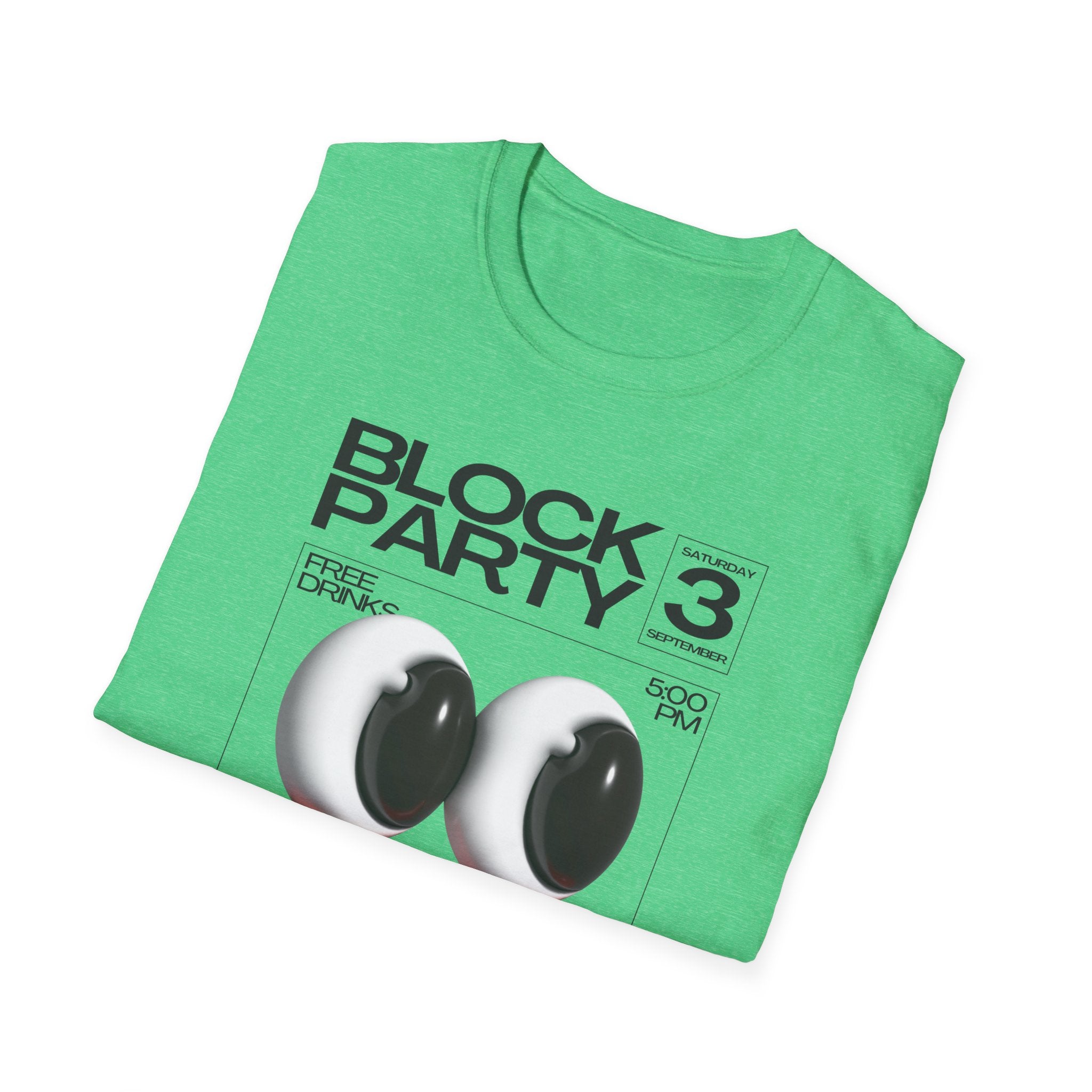 Block Party 3 Graphic Tee — 3D Smile Face Music Festival T-Shirt - Creations by Chris and Carlos