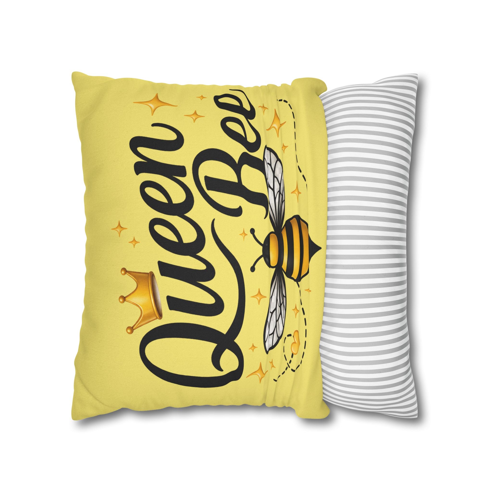Honey Bee Decorative Pillowcase – Yellow Floral Bee Accent Cushion Cover - Creations by Chris and Carlos