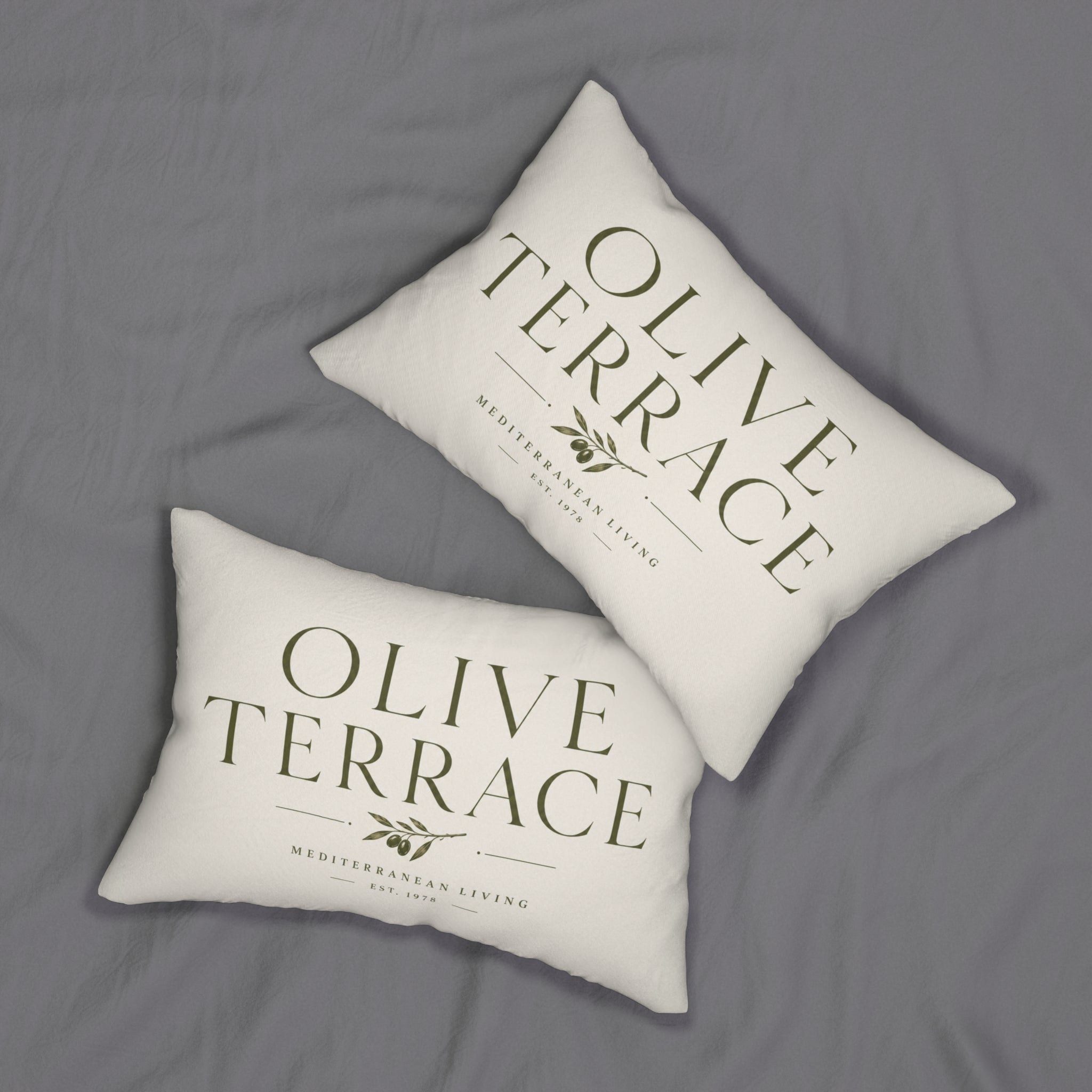 Olive Terrace Lumbar Pillow — Mediterranean Living Decorative Cushion - Creations by Chris and Carlos
