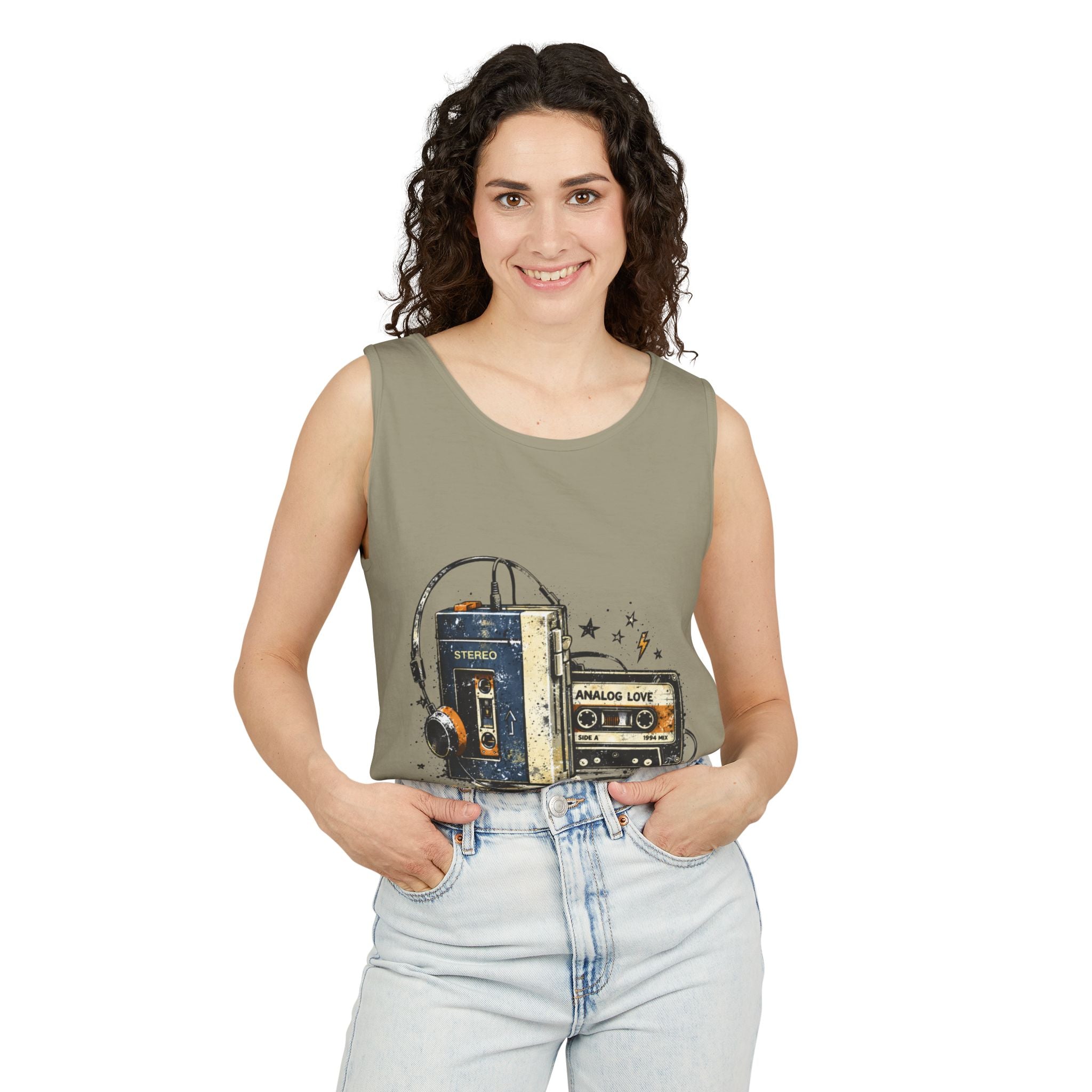 Analog Mode Tank Top — Retro Cassette & Headphones Vintage Music Tee - Creations by Chris and Carlos