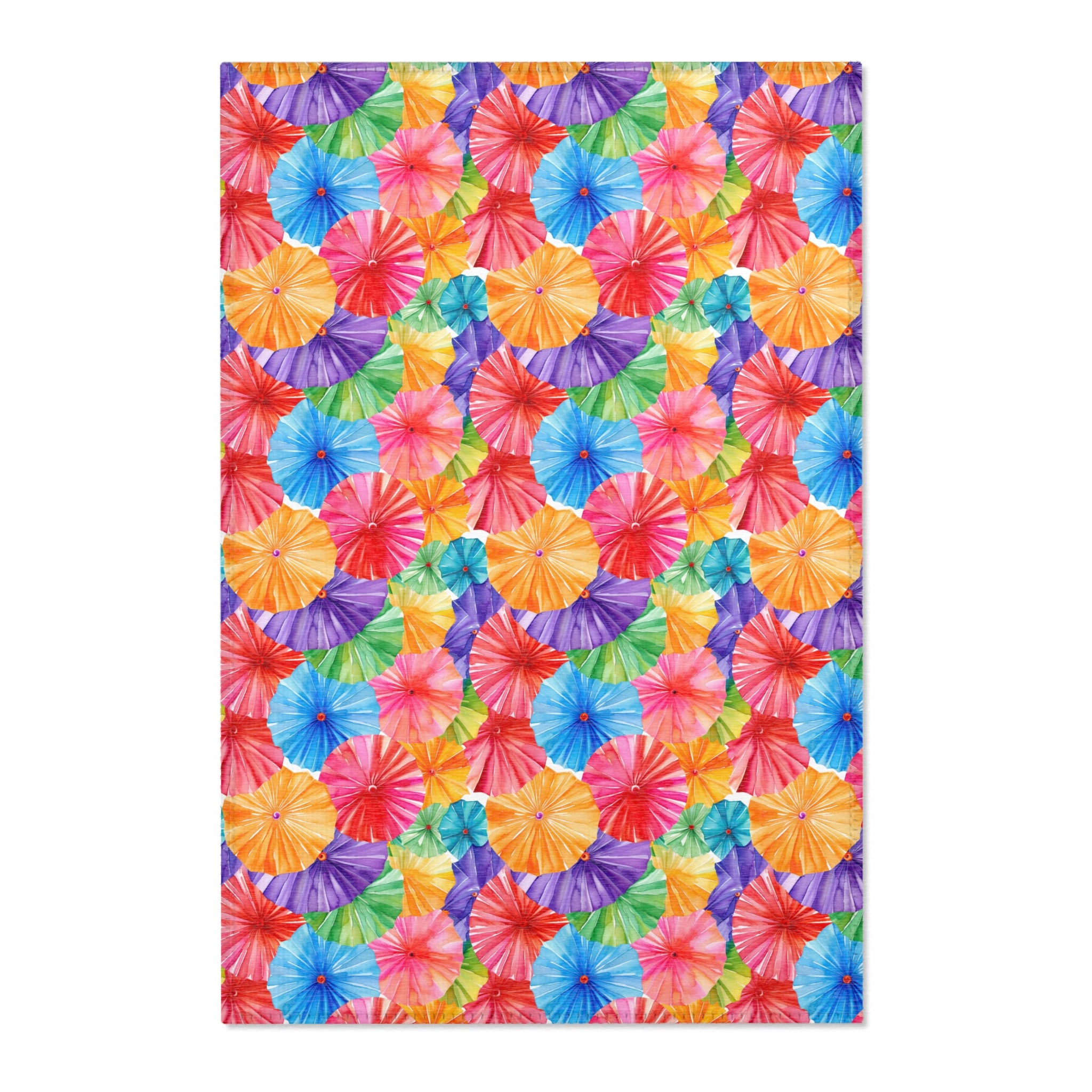 Sol y Alegría (Sun and Joy) Collection- Vibrant Umbrella Pattern Area Rug — Colorful Tropical Beach Vibe Accent Rug - Creations by Chris and Carlos