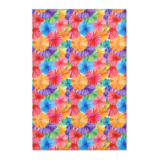 Sol y Alegría (Sun and Joy) Collection- Vibrant Umbrella Pattern Area Rug — Colorful Tropical Beach Vibe Accent Rug - Creations by Chris and Carlos