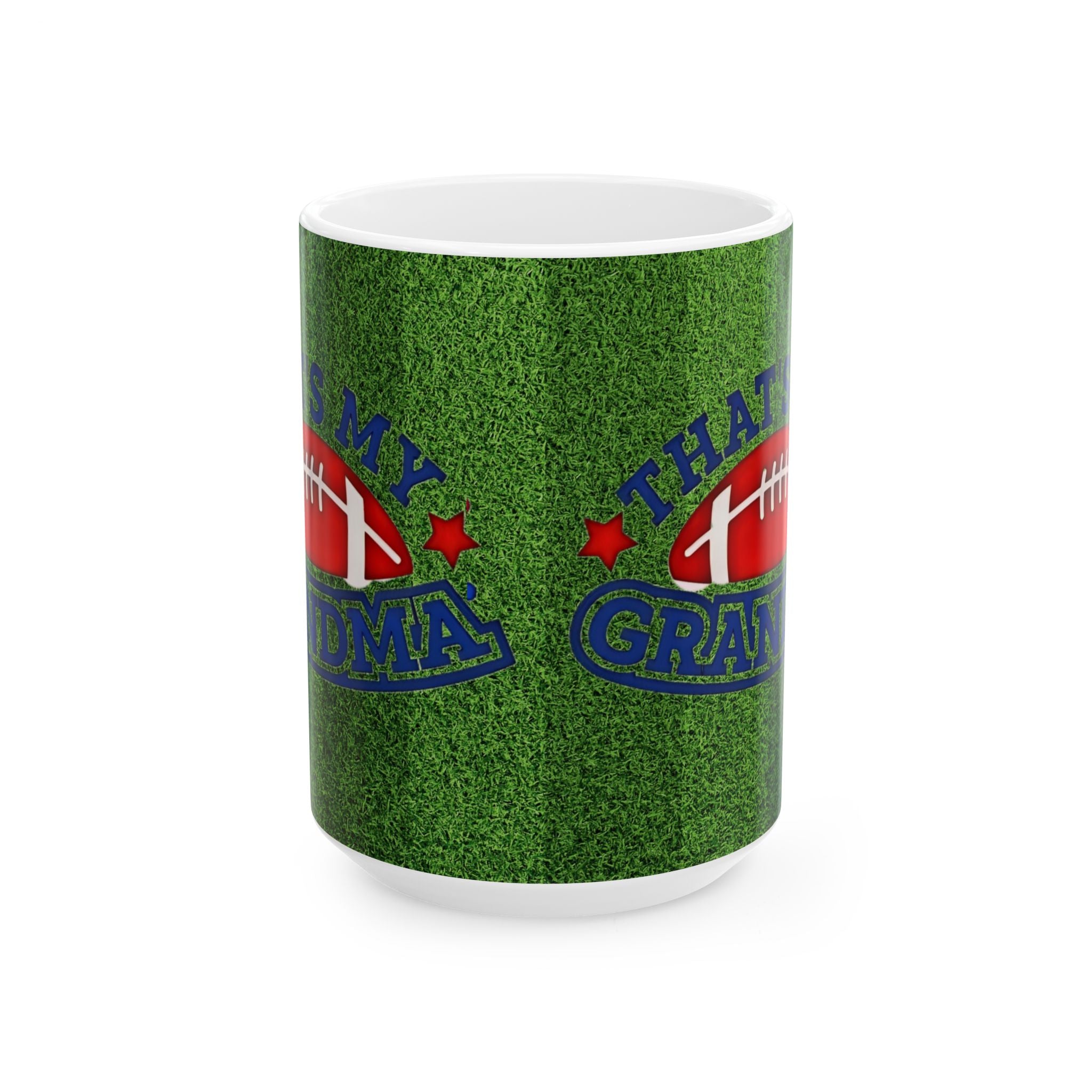 That’s My Grandma Football Mug — Green Field Ceramic Coffee Cup (11oz, 15oz) - Creations by Chris and Carlos