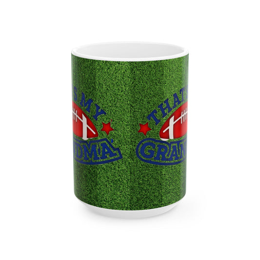 That’s My Grandma Football Mug — Green Field Ceramic Coffee Cup (11oz, 15oz) - Creations by Chris and Carlos