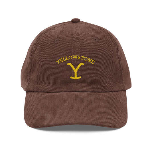 Yellowstone Embroidered Corduroy Cap — Vintage Rust Baseball Hat - Creations by Chris and Carlos