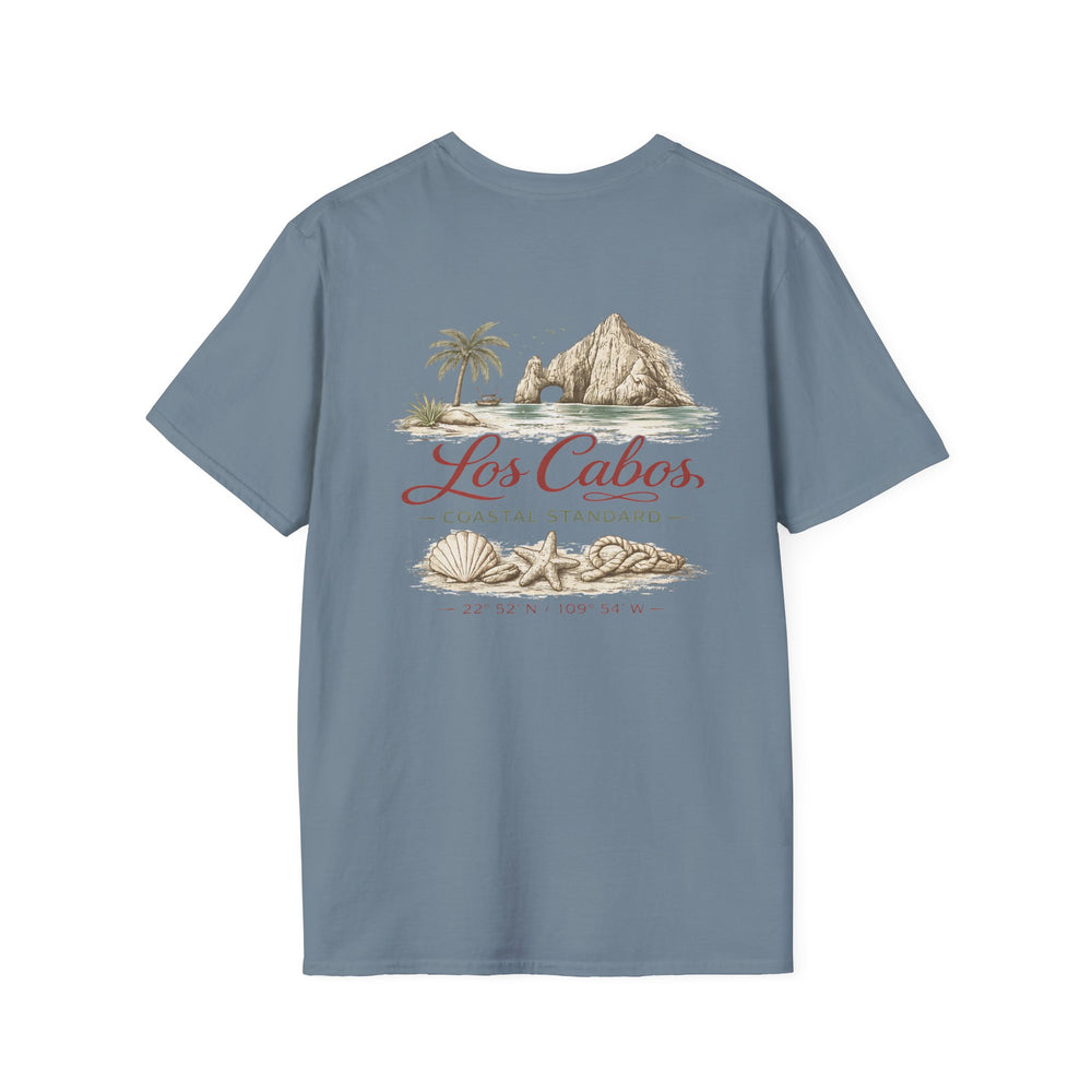 Los Cabos Coastal T-Shirt — Scenic Beach Shells & Arch Graphic