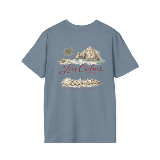 Los Cabos Coastal T-Shirt — Scenic Beach Shells & Arch Graphic - Creations by Chris and Carlos