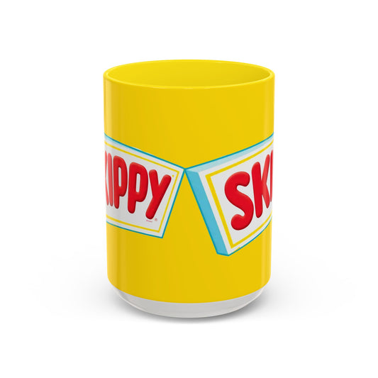 Skippy Retro Logo Coffee Mug — Yellow Accent Peanut Butter Inspired 11/15oz - Creations by Chris and Carlos