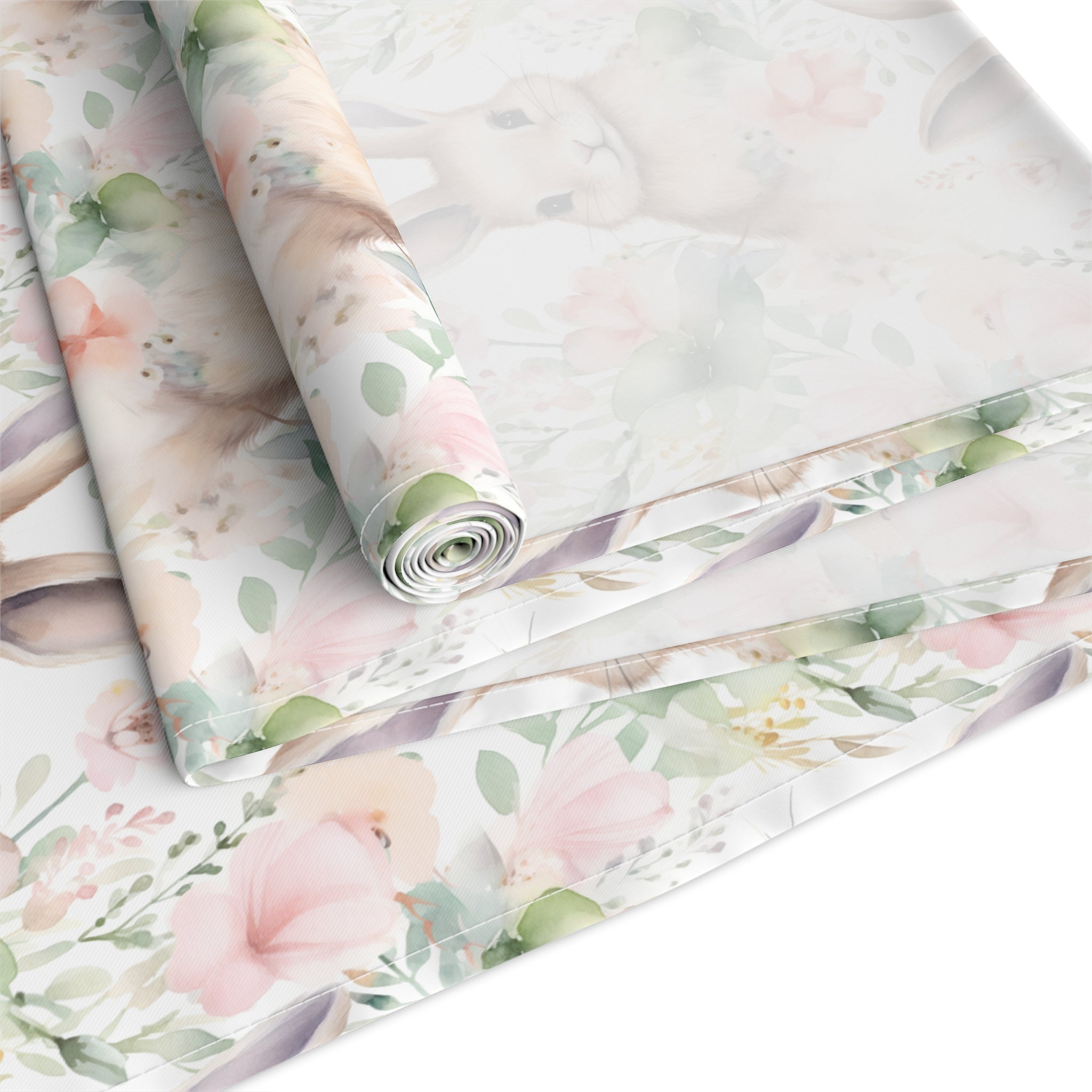 Easter Bunny Floral Table Runner — Spring Cotton-Poly Dining Decor - Creations by Chris and Carlos