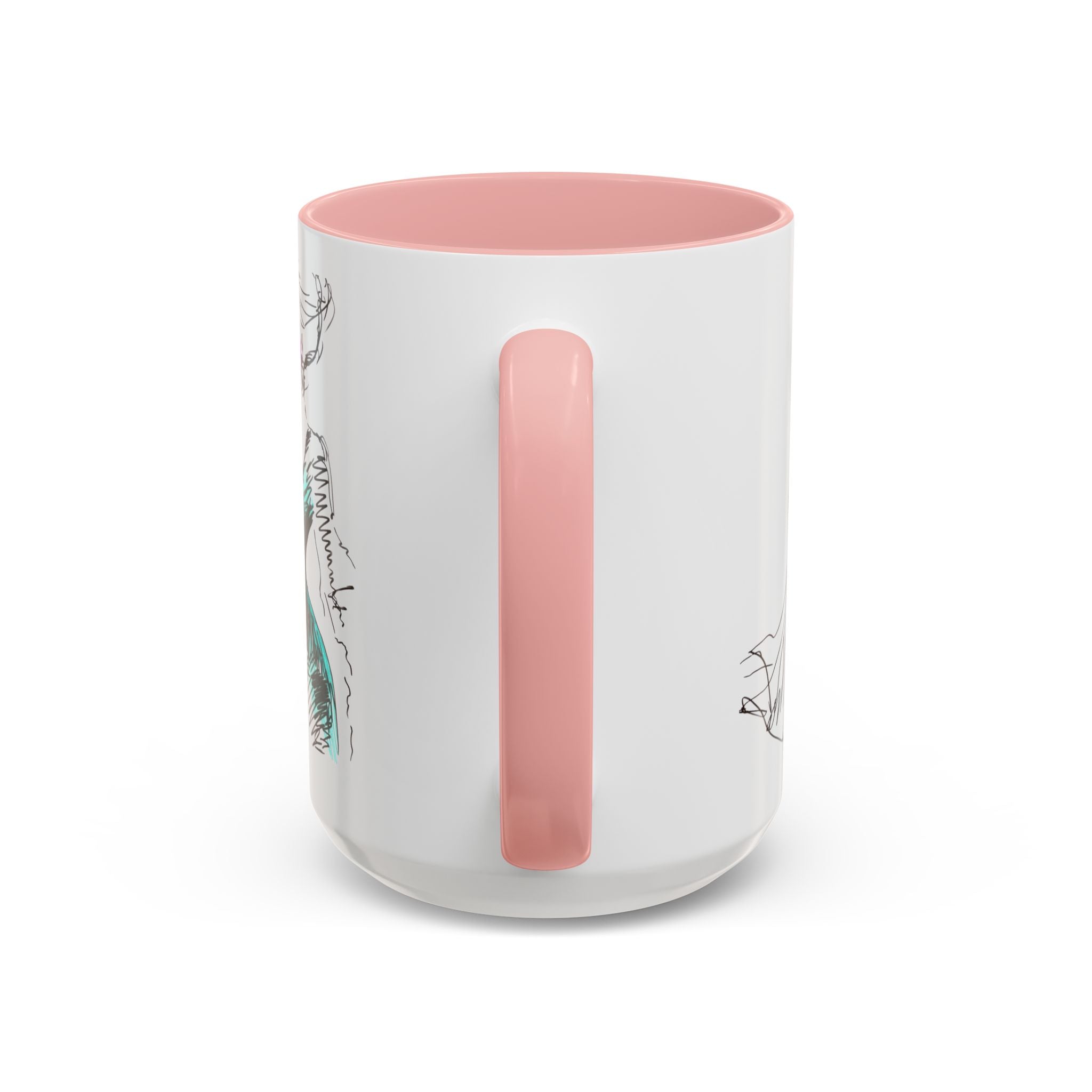 Fashion Sketch Accent Coffee Mug — Chic Hand-Drawn Dress Illustration (11/15 oz) - Creations by Chris and Carlos