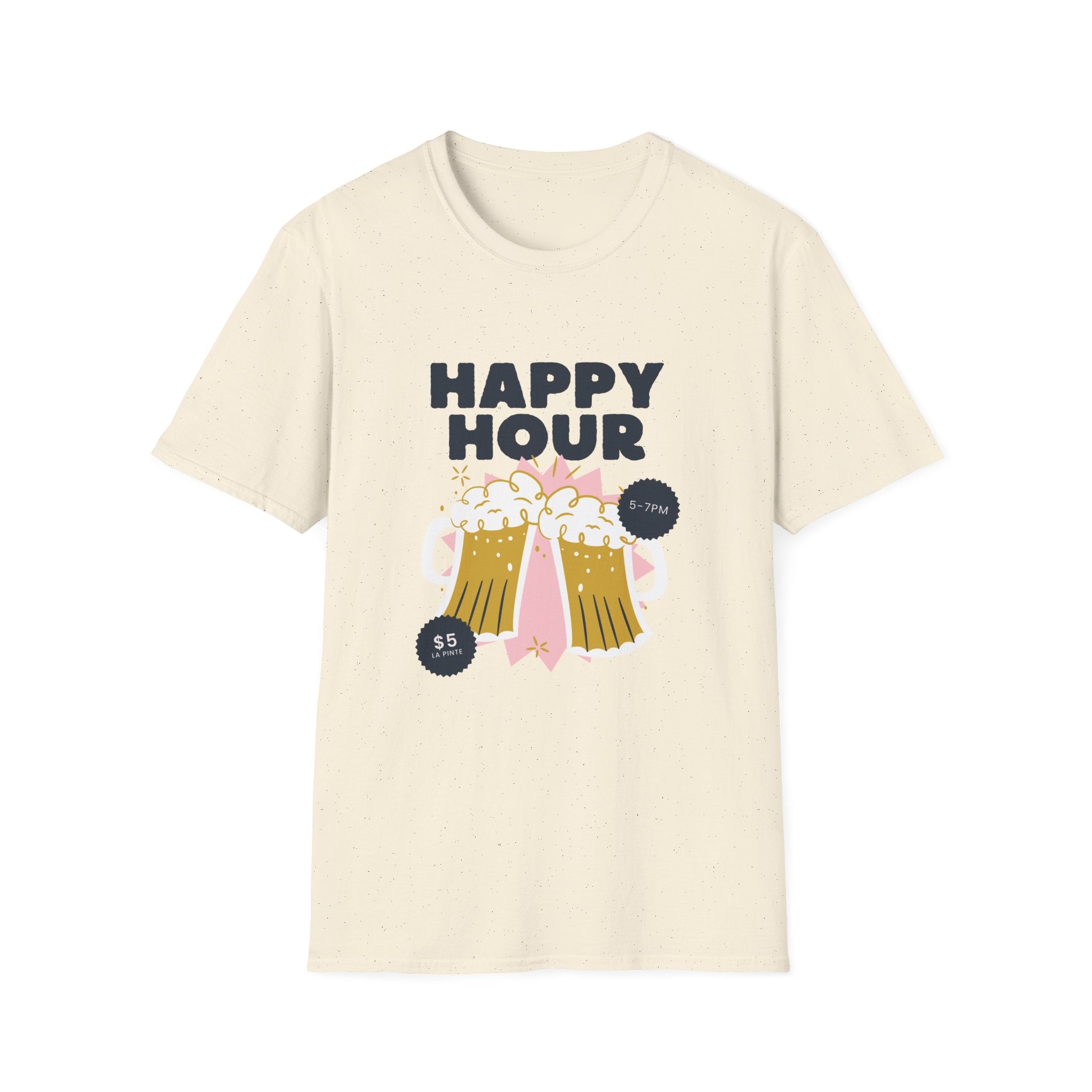 Happy Hour Beer T-Shirt — Cheers Clinking Mugs Graphic Tee - Creations by Chris and Carlos