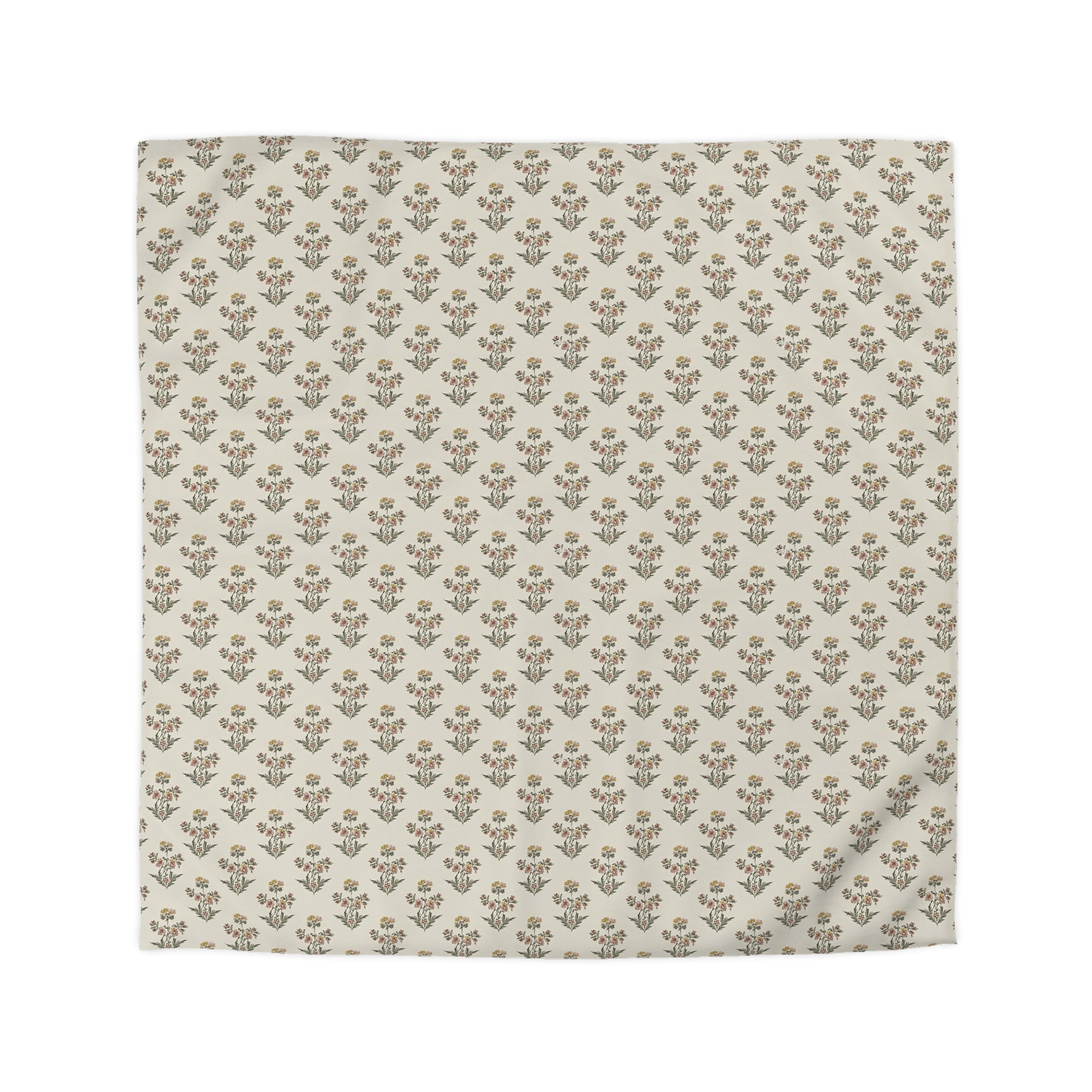 Neutral Floral Pattern Microfiber Duvet Cover — Minimal Boho Bedding - Creations by Chris and Carlos