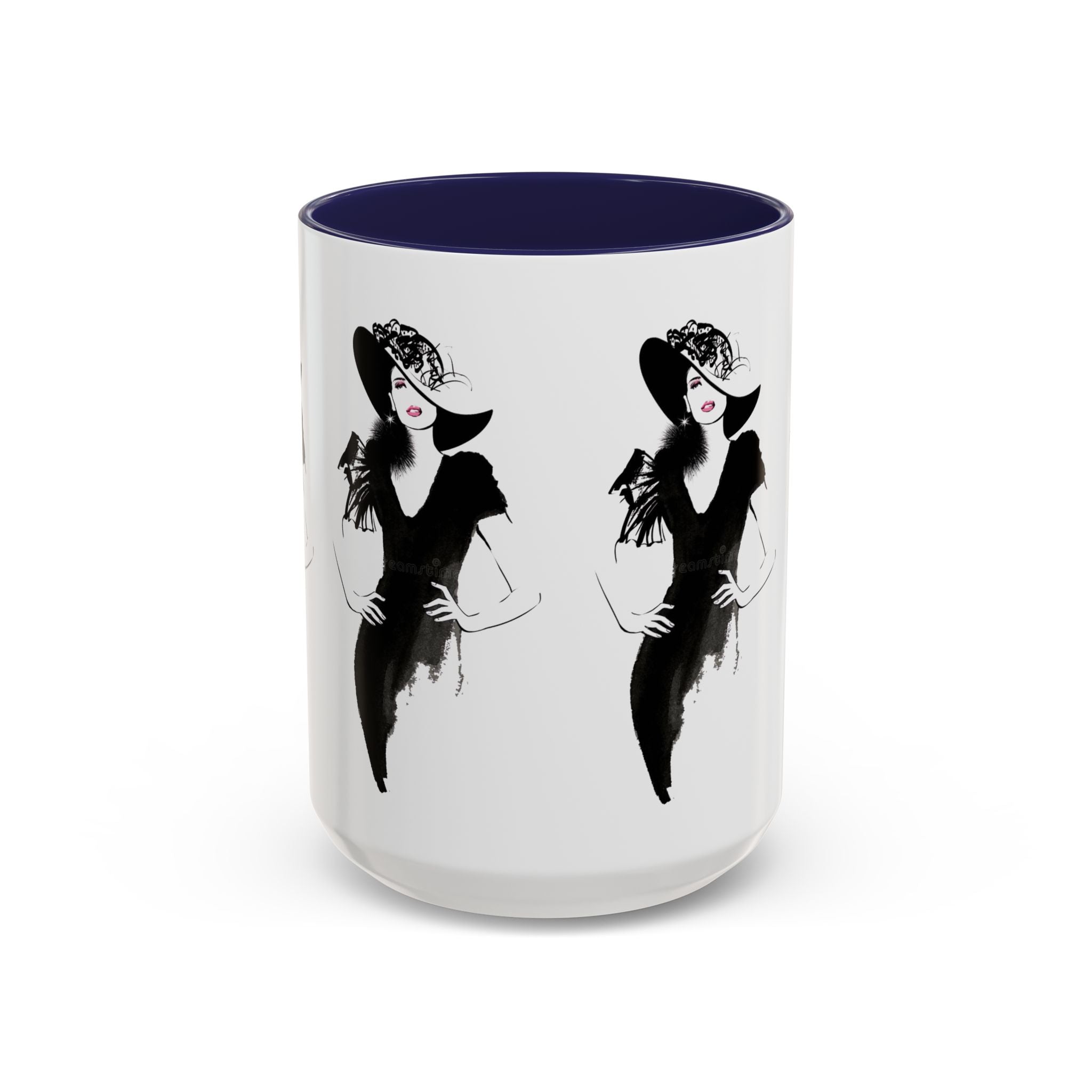 Elegant Lady Fashion Coffee Mug – Vintage Chic Black & White Accent - Creations by Chris and Carlos