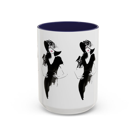Elegant Lady Fashion Coffee Mug – Vintage Chic Black & White Accent - Creations by Chris and Carlos