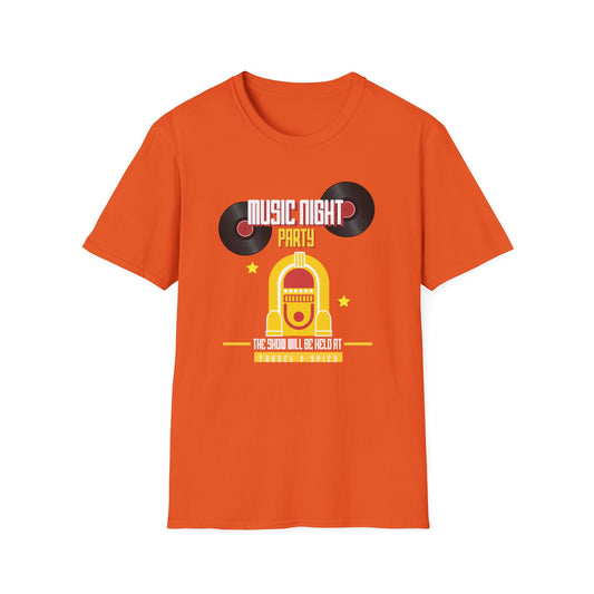Music Night Party T-Shirt — Retro Jukebox & Vinyl Record Tee - Creations by Chris and Carlos