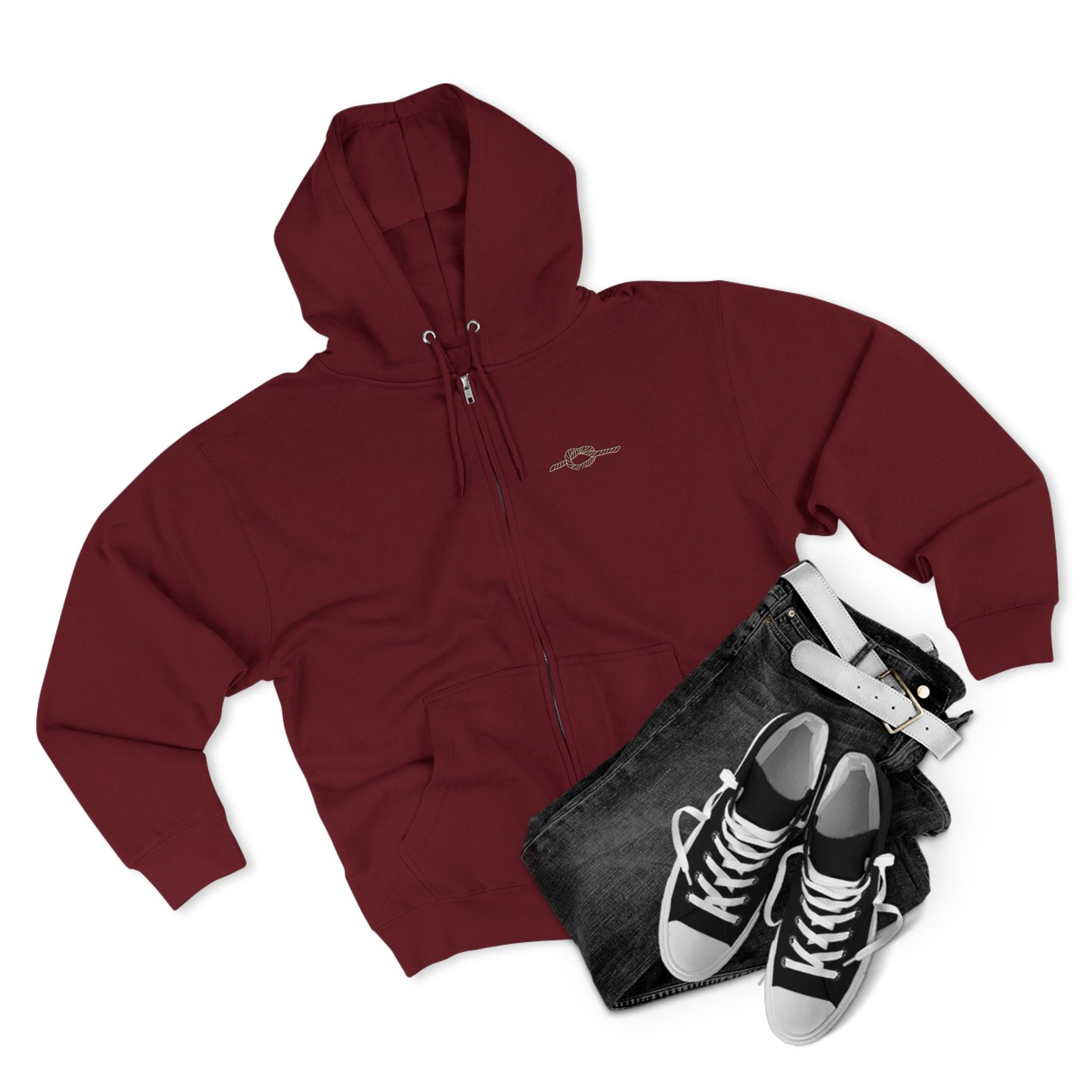Y KNOT U Rope Knot Anchor Zip Hoodie — Nautical Graphic Unisex Zip-Up - Creations by Chris and Carlos