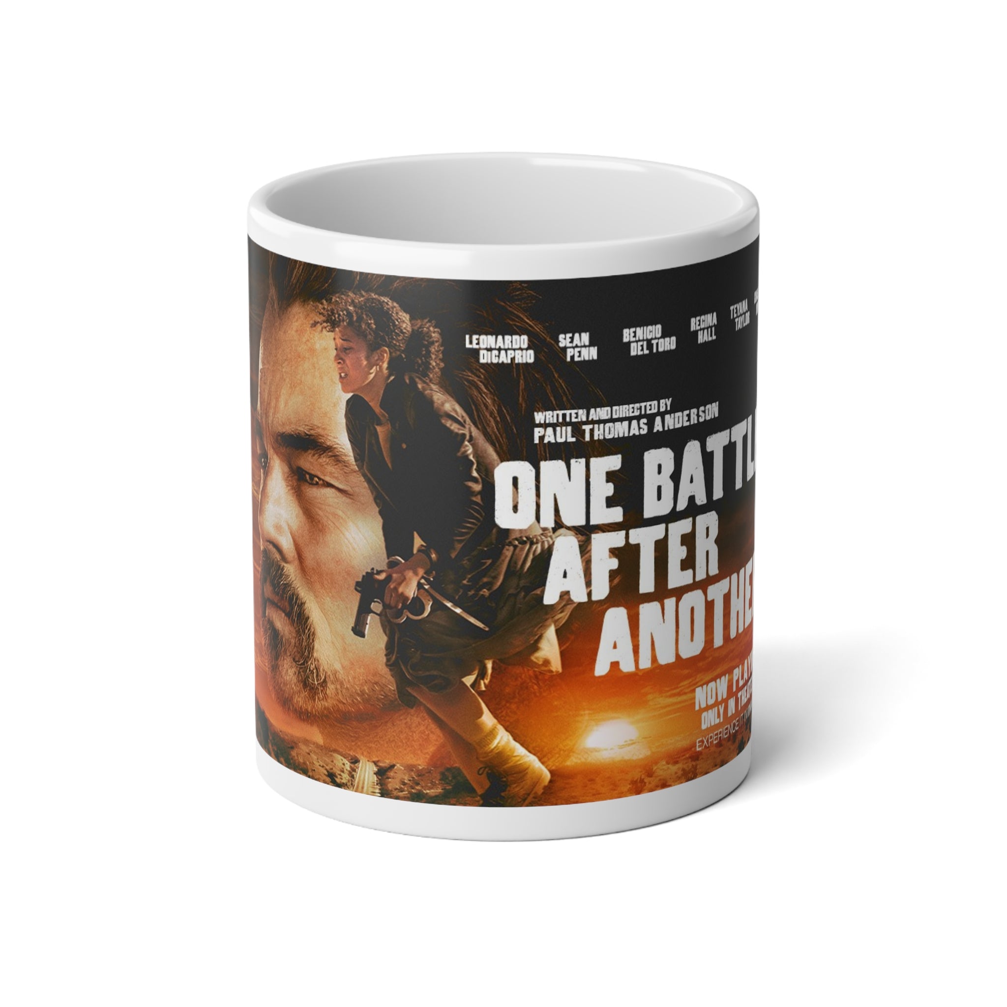 20oz Jumbo Mug — 'One Battle After Another' Movie Poster Coffee Cup - Creations by Chris and Carlos