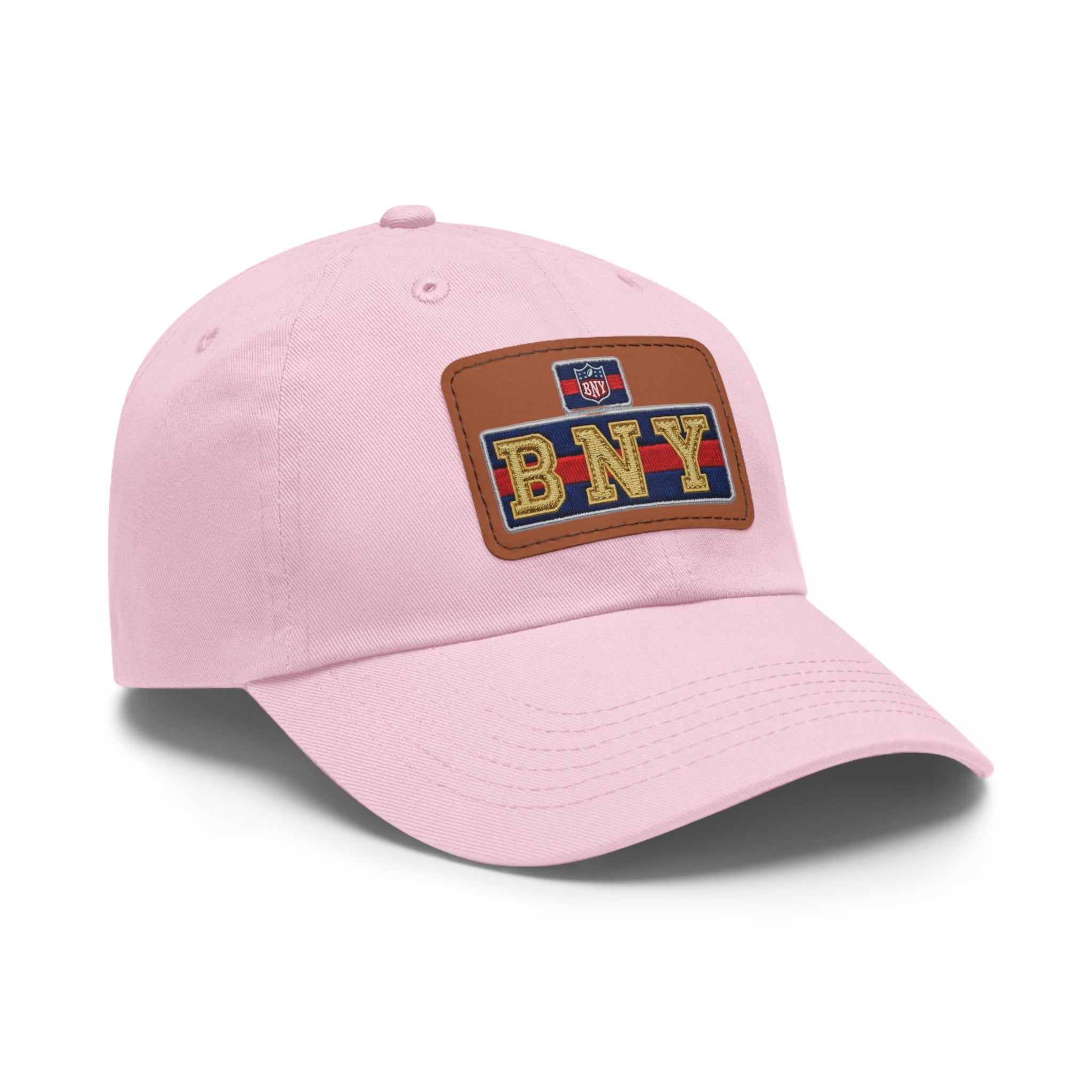 BNY Leather Patch Dad Hat – Vintage Varsity Baseball Cap - Creations by Chris and Carlos