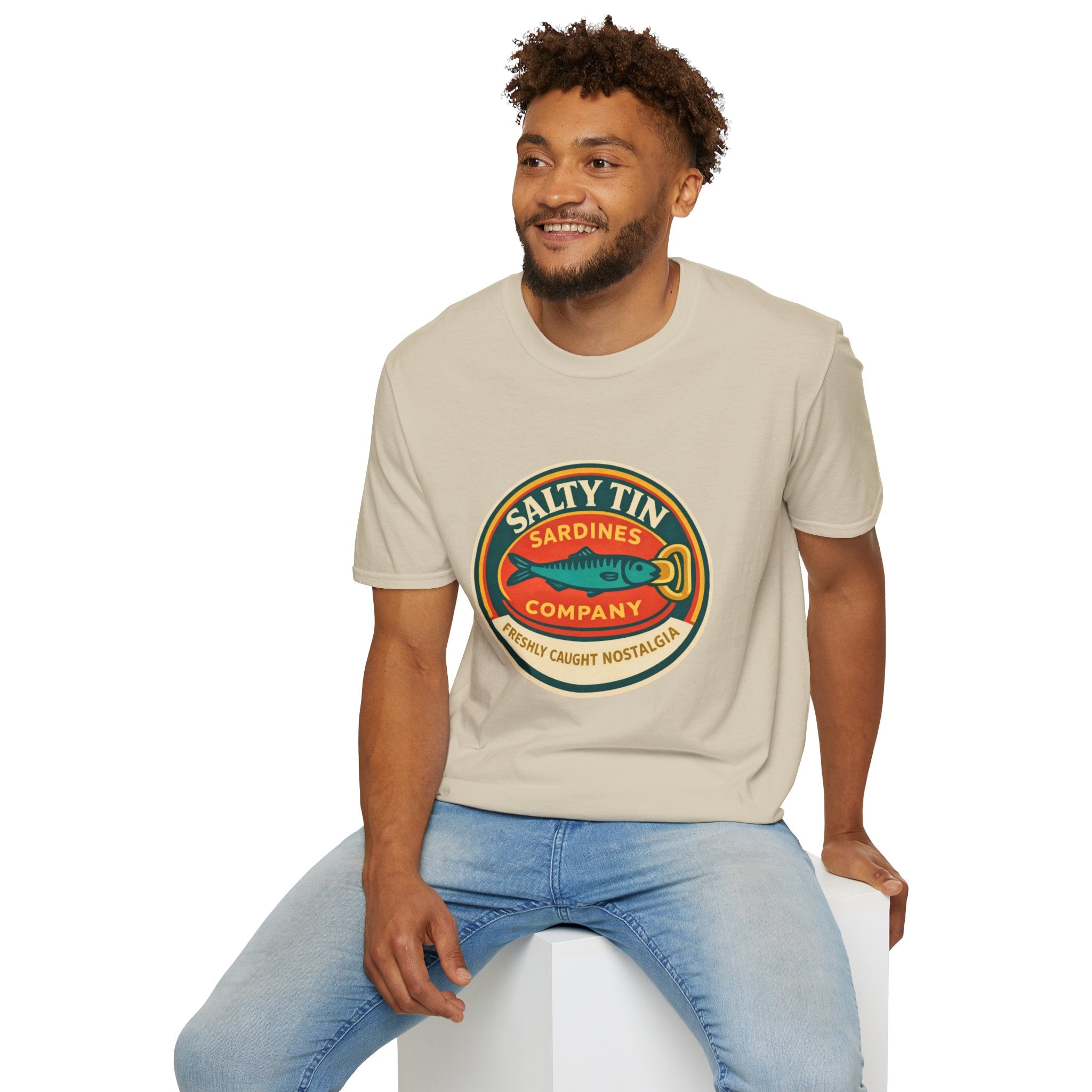 Salty Tin Sardines Vintage Logo T-Shirt - Creations by Chris and Carlos