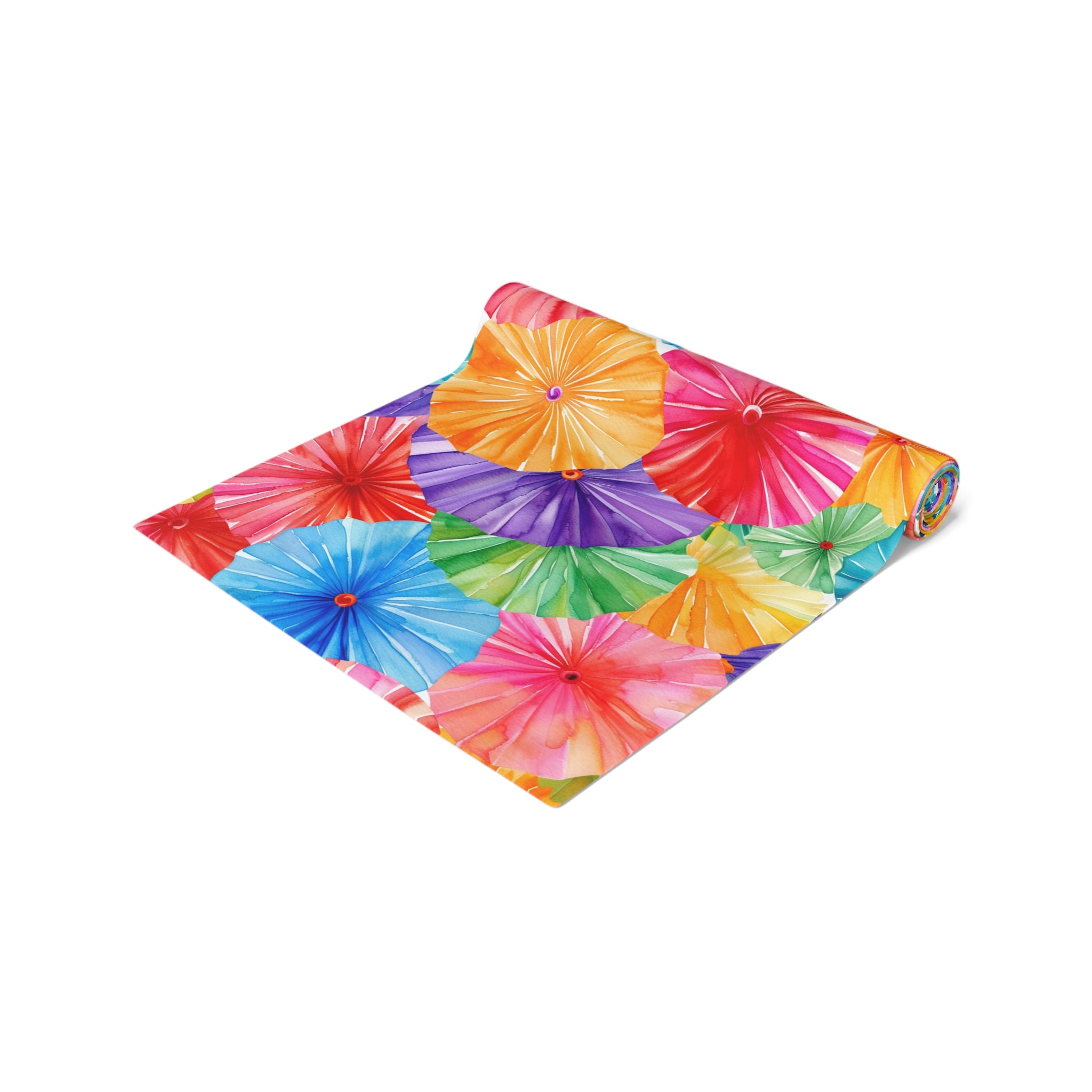 Floral Parasol Pattern Table Runner — Colorful Summer Umbrella Design - Creations by Chris and Carlos