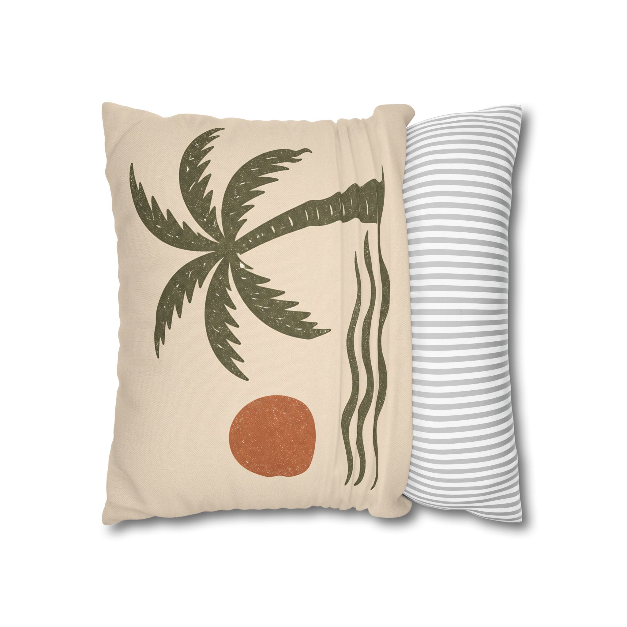 Retro Palm Tree Beach Pillowcase — Tropical Sunset Decorative Throw - Creations by Chris and Carlos