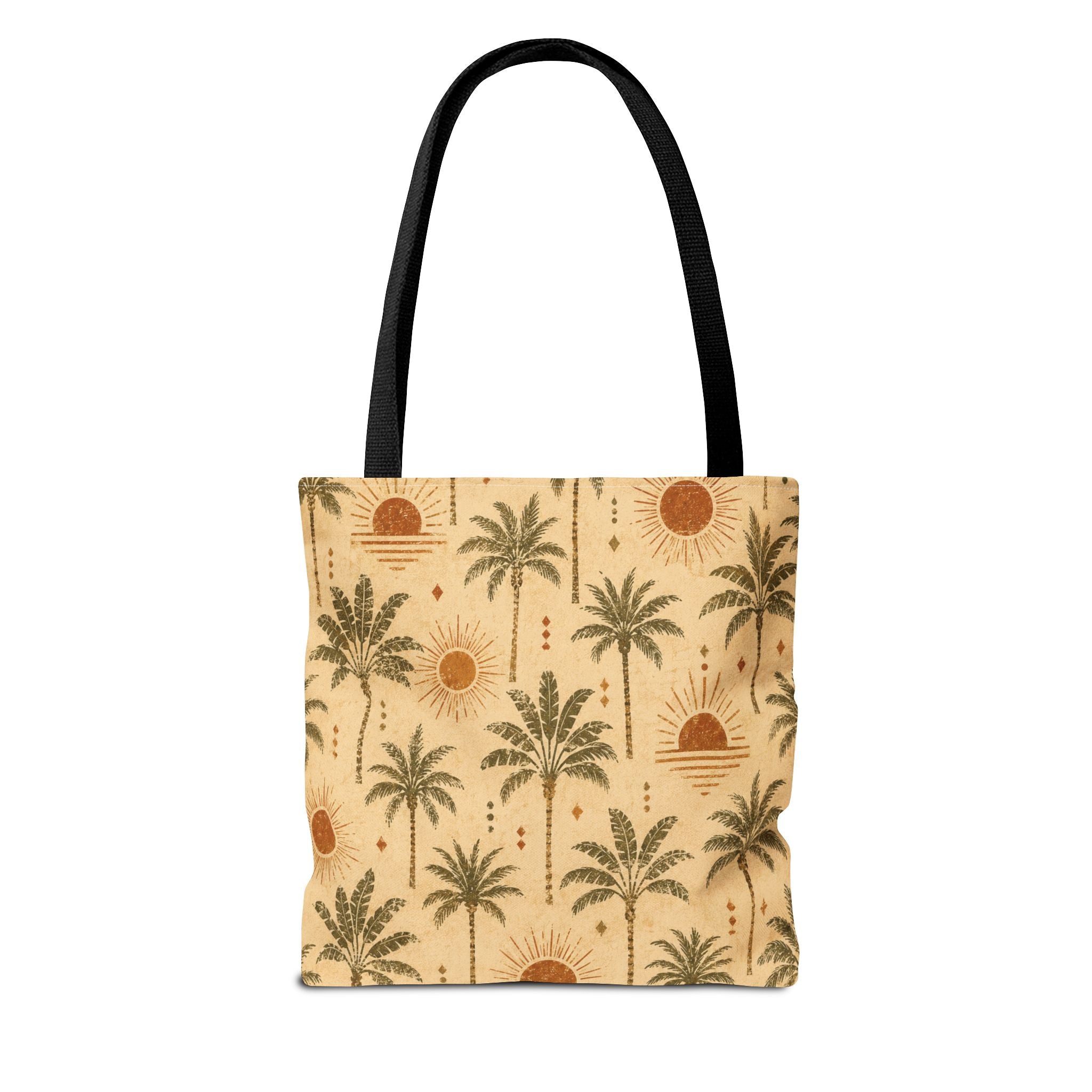 Palm Tree Sunset Tote Bag – Vintage Tropical Canvas Beach Shopper - Creations by Chris and Carlos