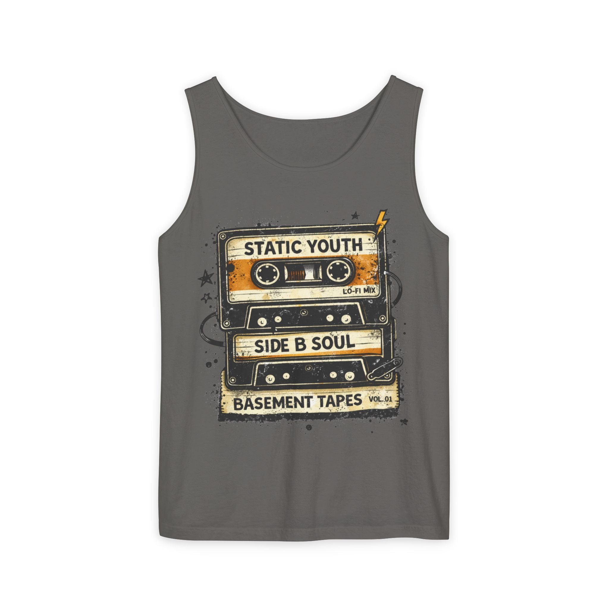 Cassette Tape Tank Top — "Static Youth / Side B Soul" Retro Music Vintage Tank - Creations by Chris and Carlos