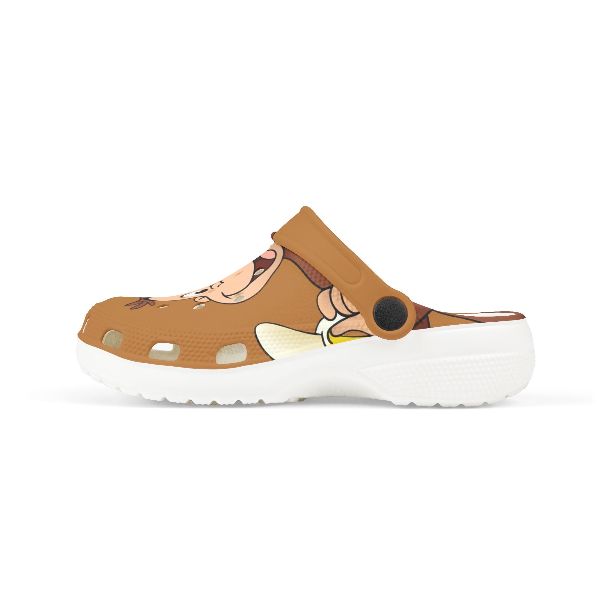 Kids Curious George Monkey Clogs – Brown EVA Foam Slip-On Shoes for Toddlers & Preschoolers - Creations by Chris and Carlos