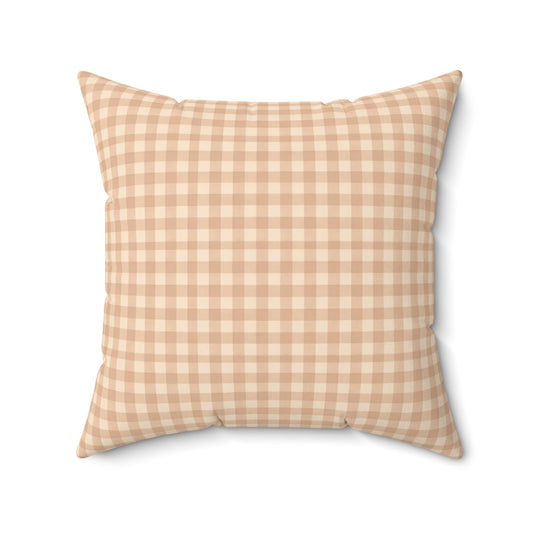 Gingham Faux Suede Square Pillow — Light Blush Check Decorative Throw Pillow - Creations by Chris and Carlos