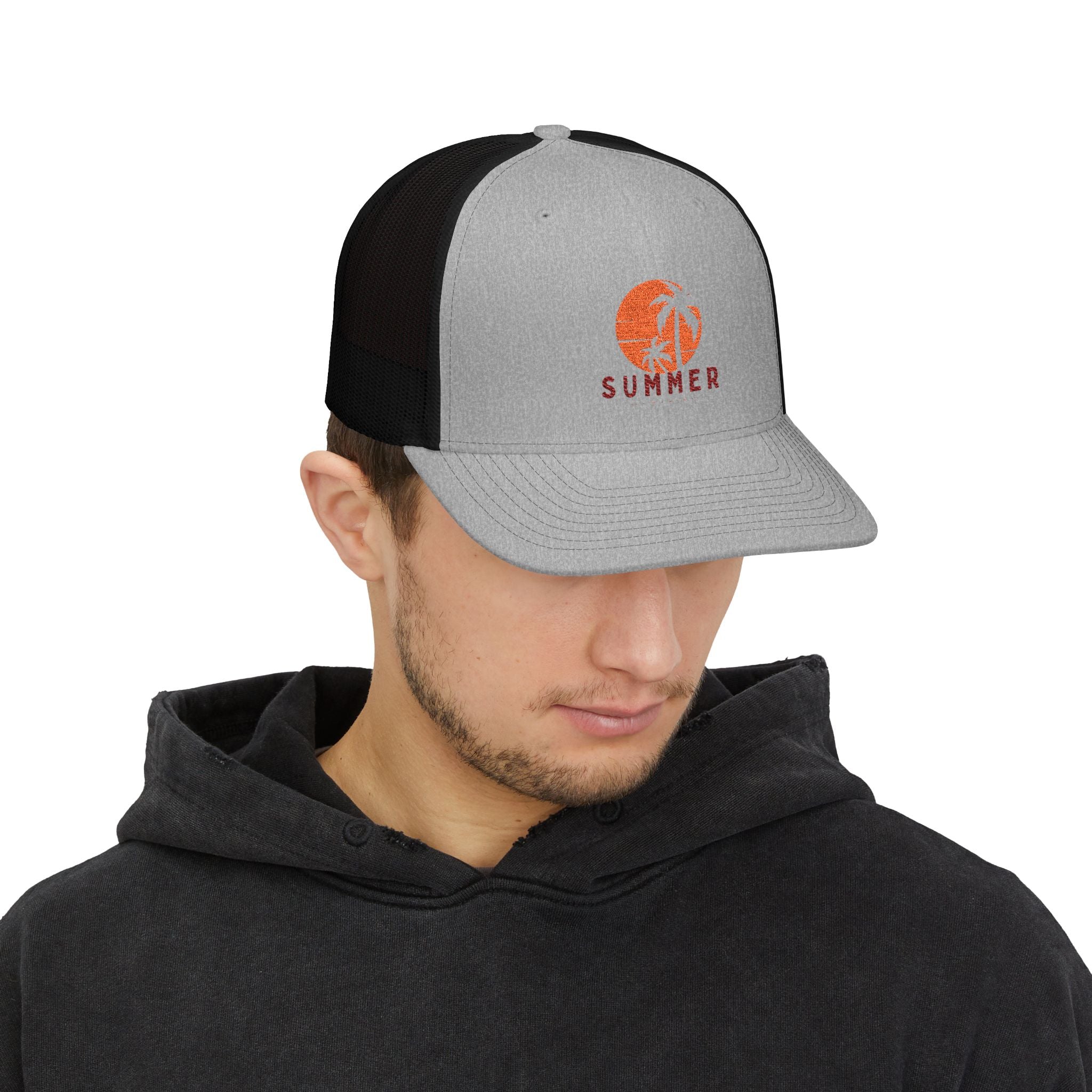 Trucker Cap - Sunset Palm 'SUMMER' Logo - Creations by Chris and Carlos