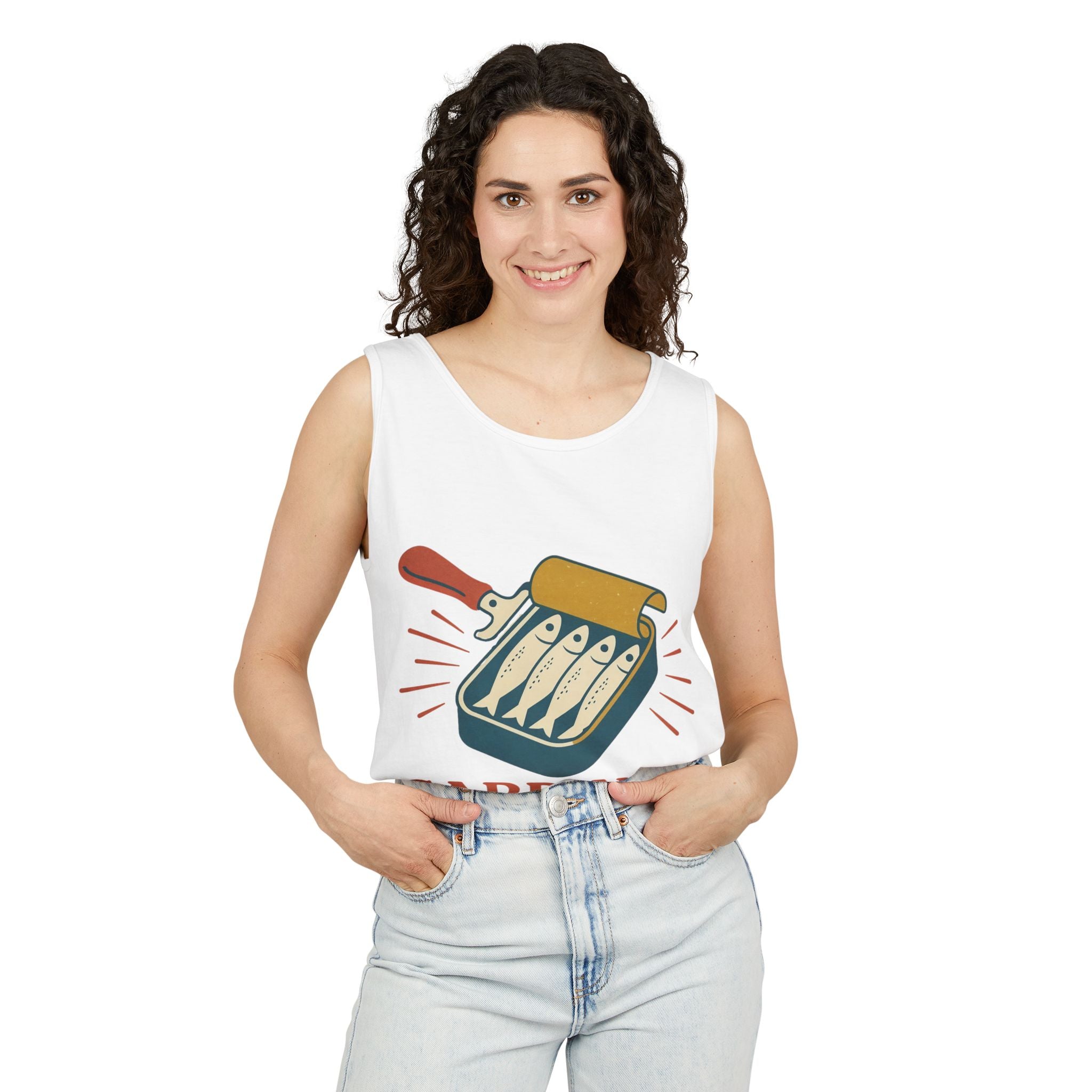 Sardines Graphic Tank Top — Retro Canned Fish Illustration - Creations by Chris and Carlos