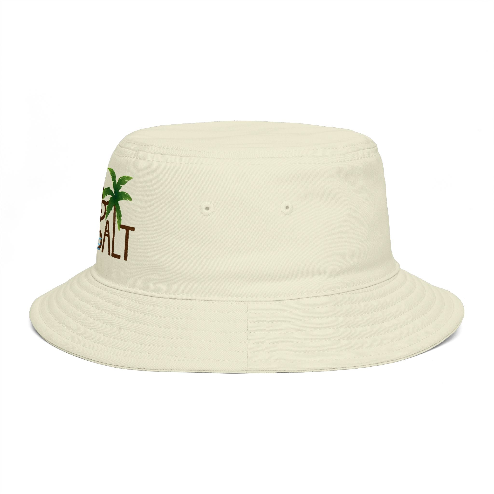Sea & Salt Embroidered Bucket Hat — Palm Tree Beach Sun Hat - Creations by Chris and Carlos