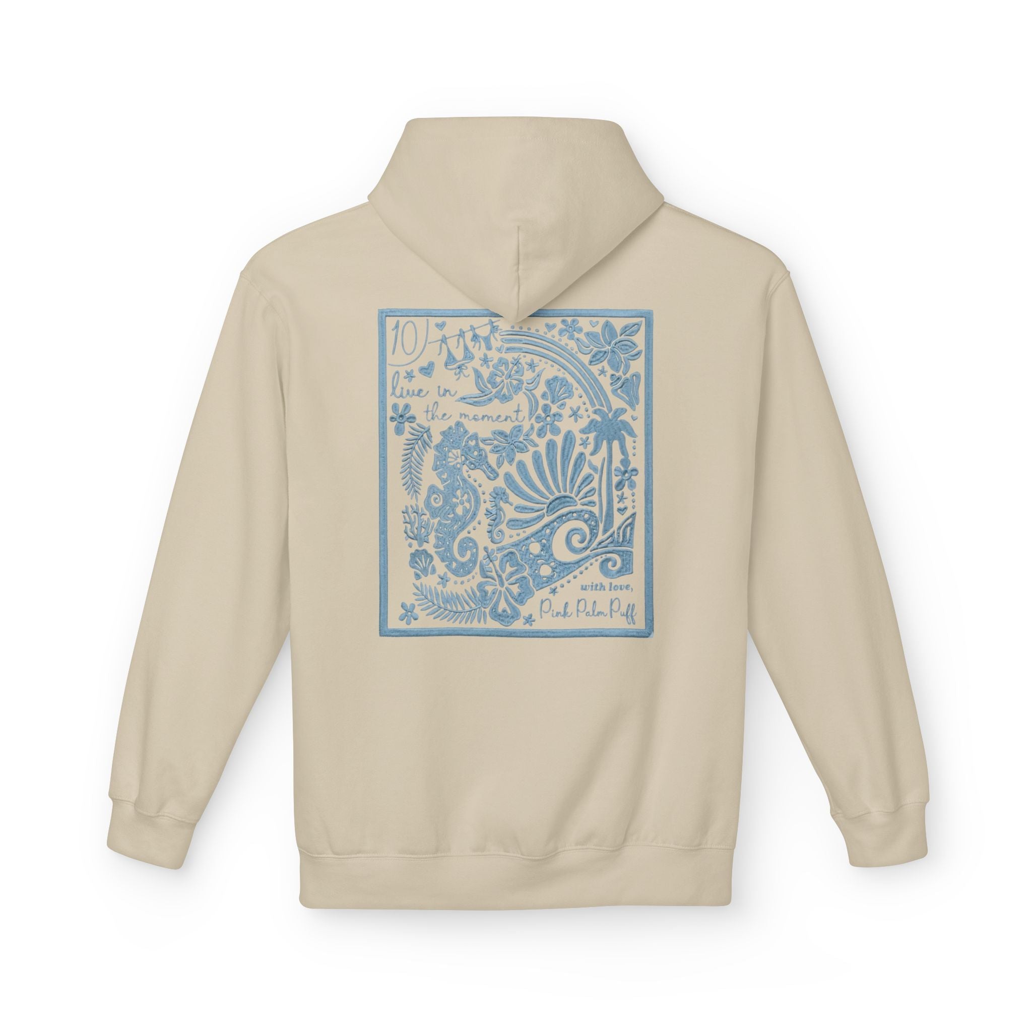 Pinky Palmtree Puff Floral Graphic Hoodie — Vintage Botanical Note Print - Creations by Chris and Carlos