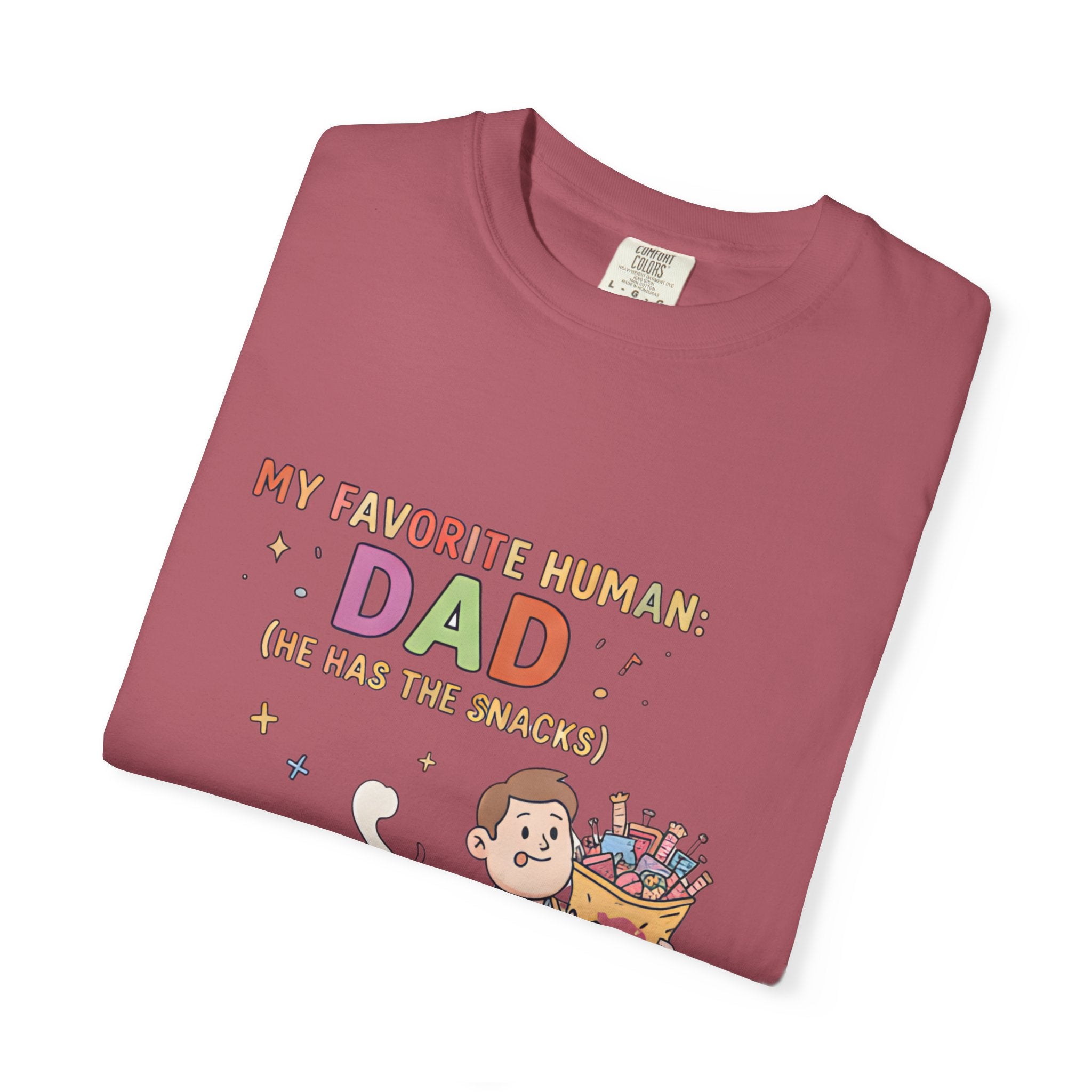 T-Shirt — "My Favorite Human Dad-He has the snacks" Funny Retro Graphic Tee - Creations by Chris and Carlos