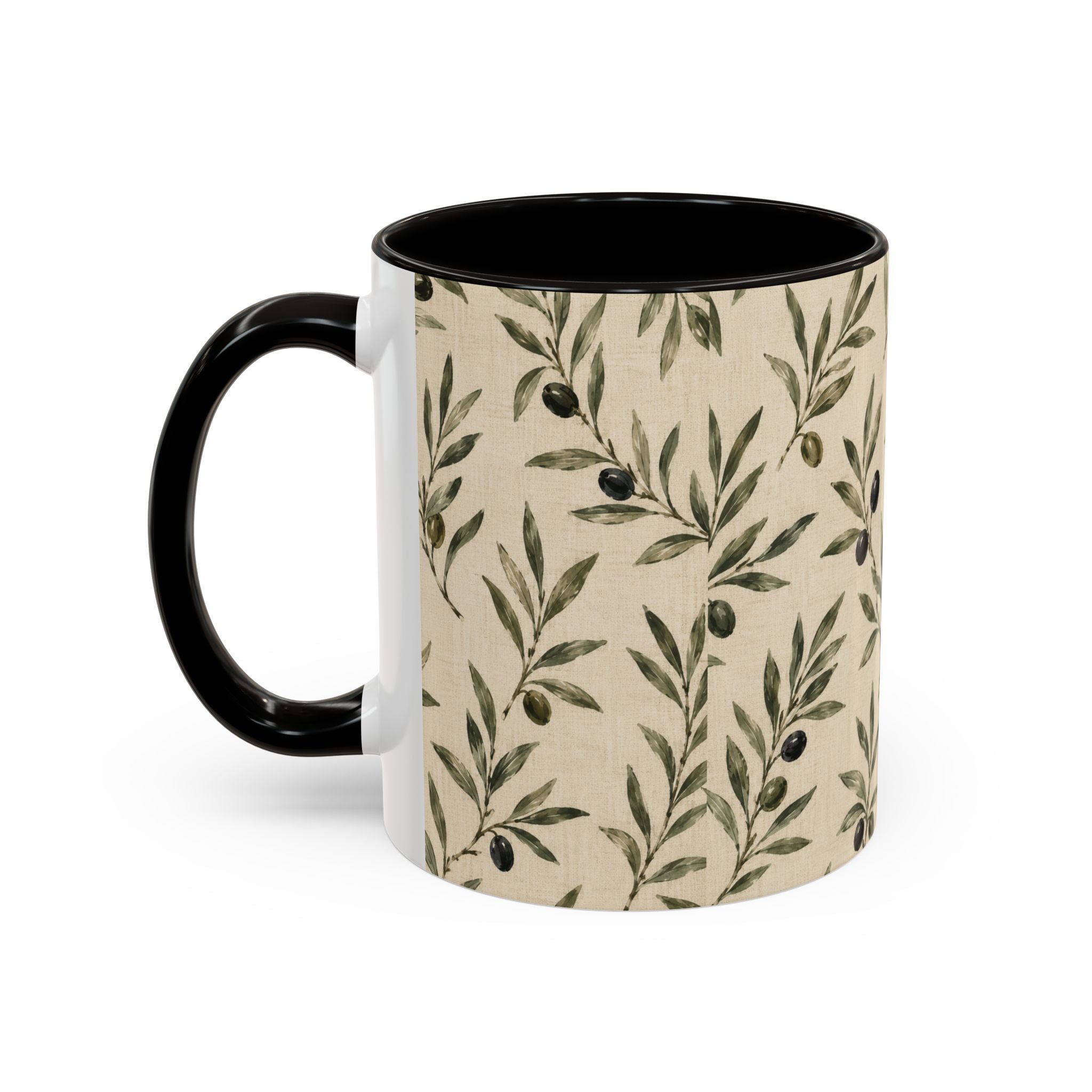 Olive Branch Pattern Ceramic Mug (11oz, 15oz) - Creations by Chris and Carlos