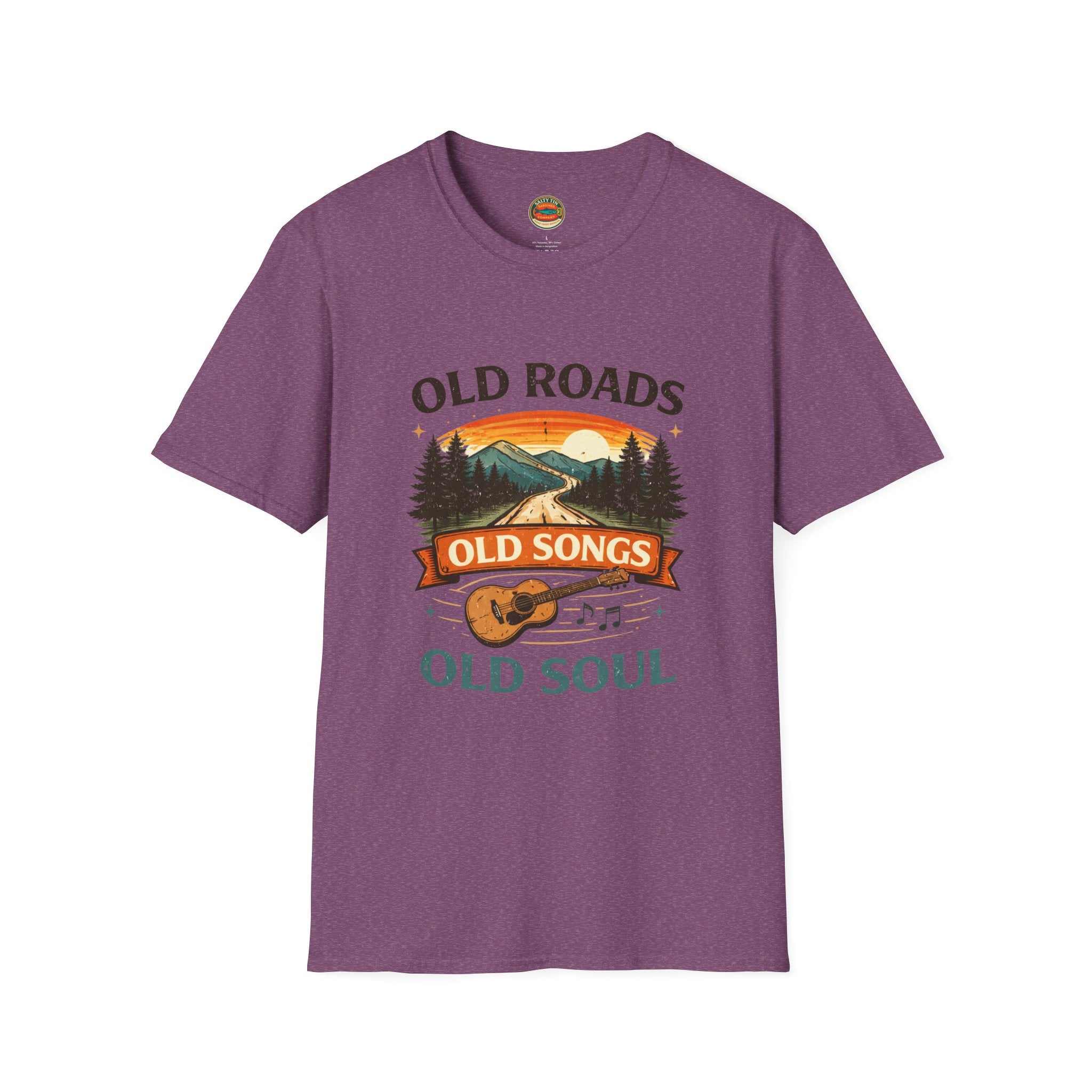 Old Roads Old Songs Old Soul T-Shirt – Vintage Guitar & Mountain Graphic - Creations by Chris and Carlos