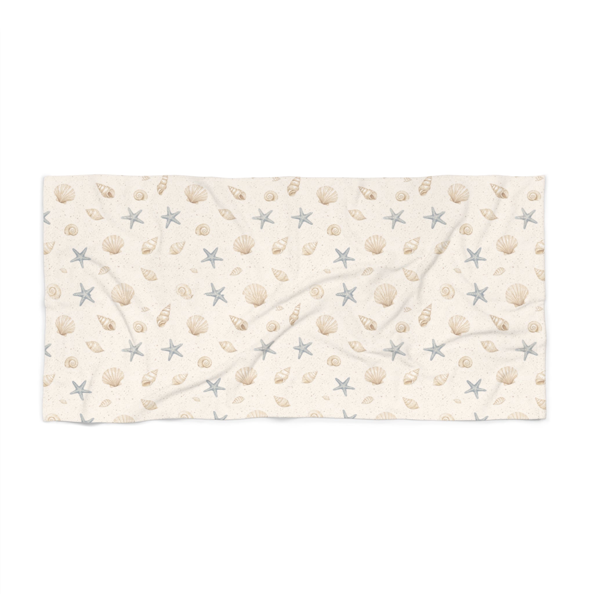 Seashell & Starfish Beach Towel — Coastal Sand Pattern, Lightweight Summer Towel - Creations by Chris and Carlos