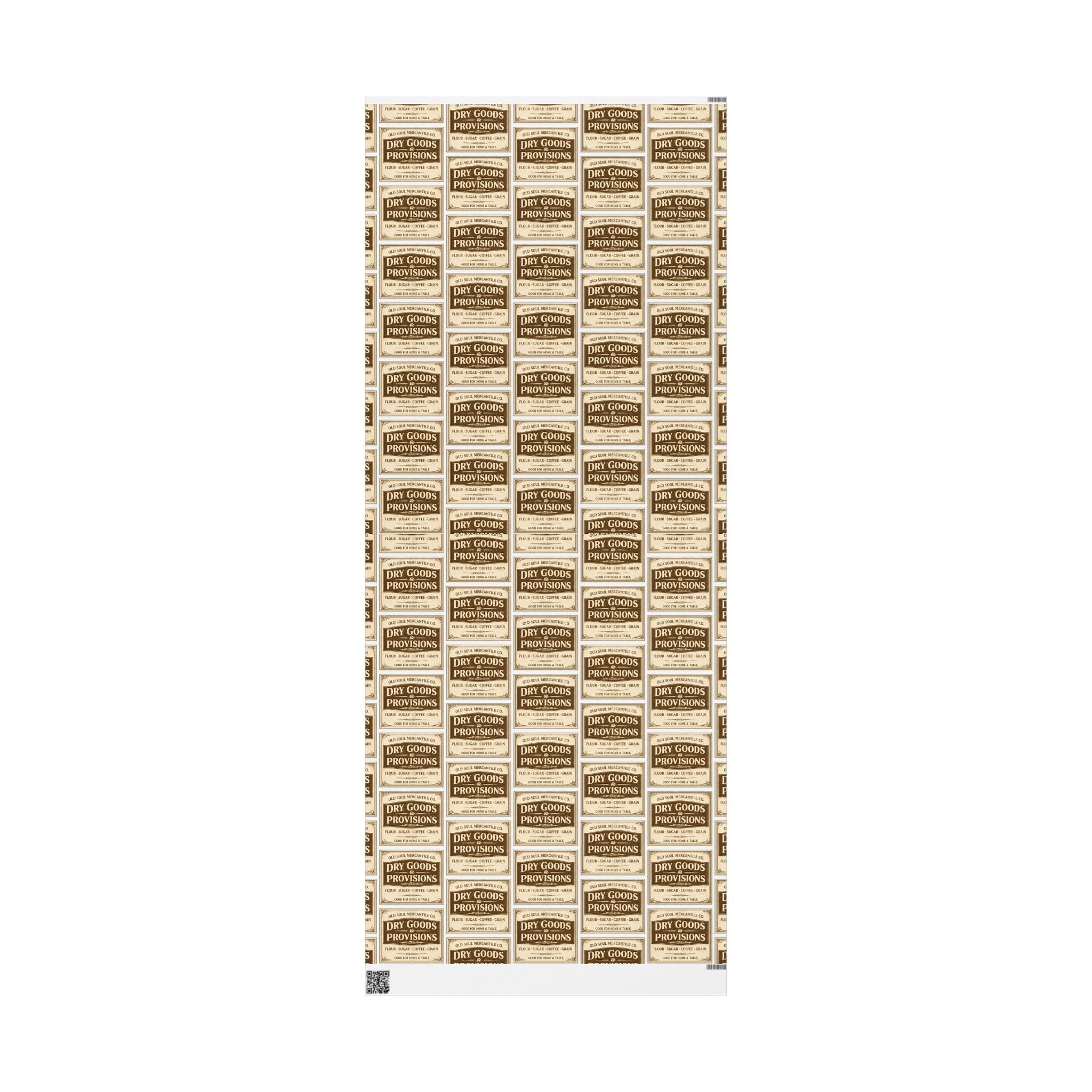 Wrapping Paper Roll — Vintage Pantry Labels Pattern, Brown & Cream Gift Wrap for Foodies & Home Cooks - Creations by Chris and Carlos