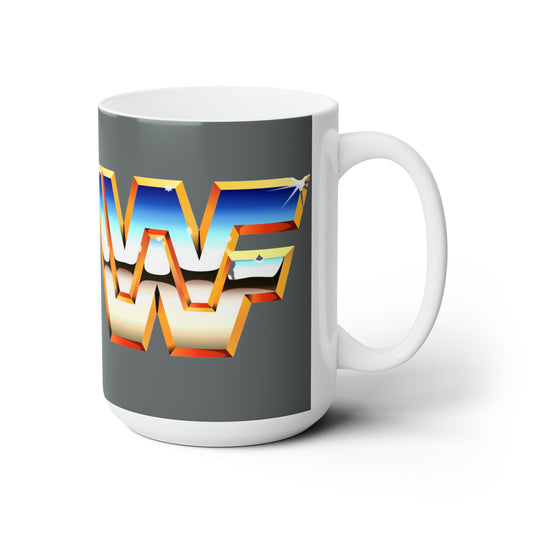 WWF Retro 80s Logo- White Ceramic Mugs - Creations by Chris and Carlos