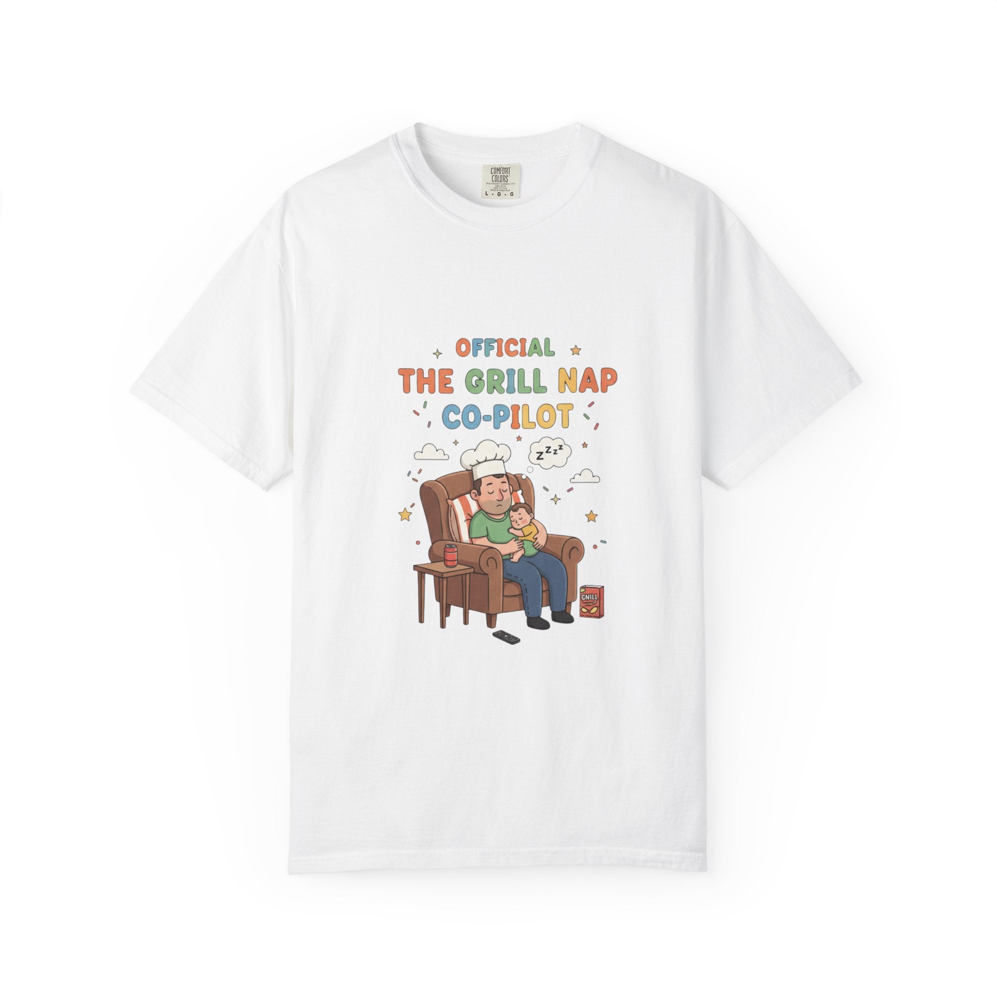 T-Shirt — "Official Grill Nap Co Pilot" Funny Retro Graphic Tee - Creations by Chris and Carlos