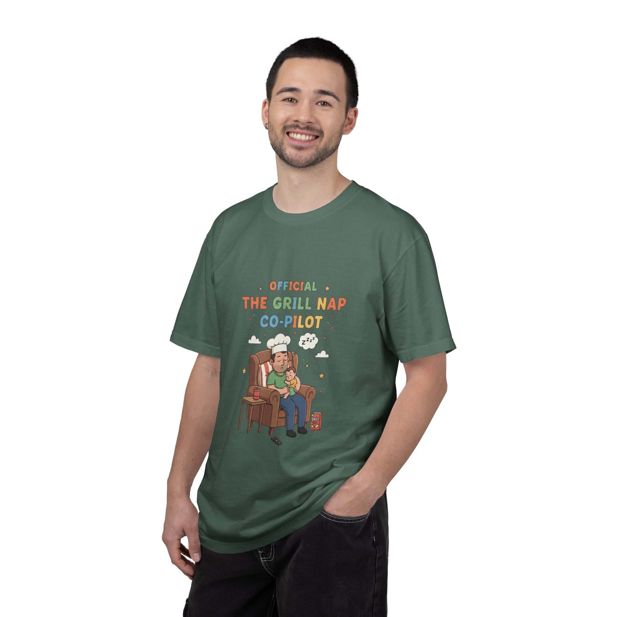 T-Shirt — "Official Grill Nap Co Pilot" Funny Retro Graphic Tee - Creations by Chris and Carlos