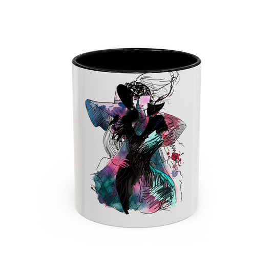 Abstract Floral Silhouette Accent Coffee Mug — Watercolor Woman Art (11/15oz) - Creations by Chris and Carlos