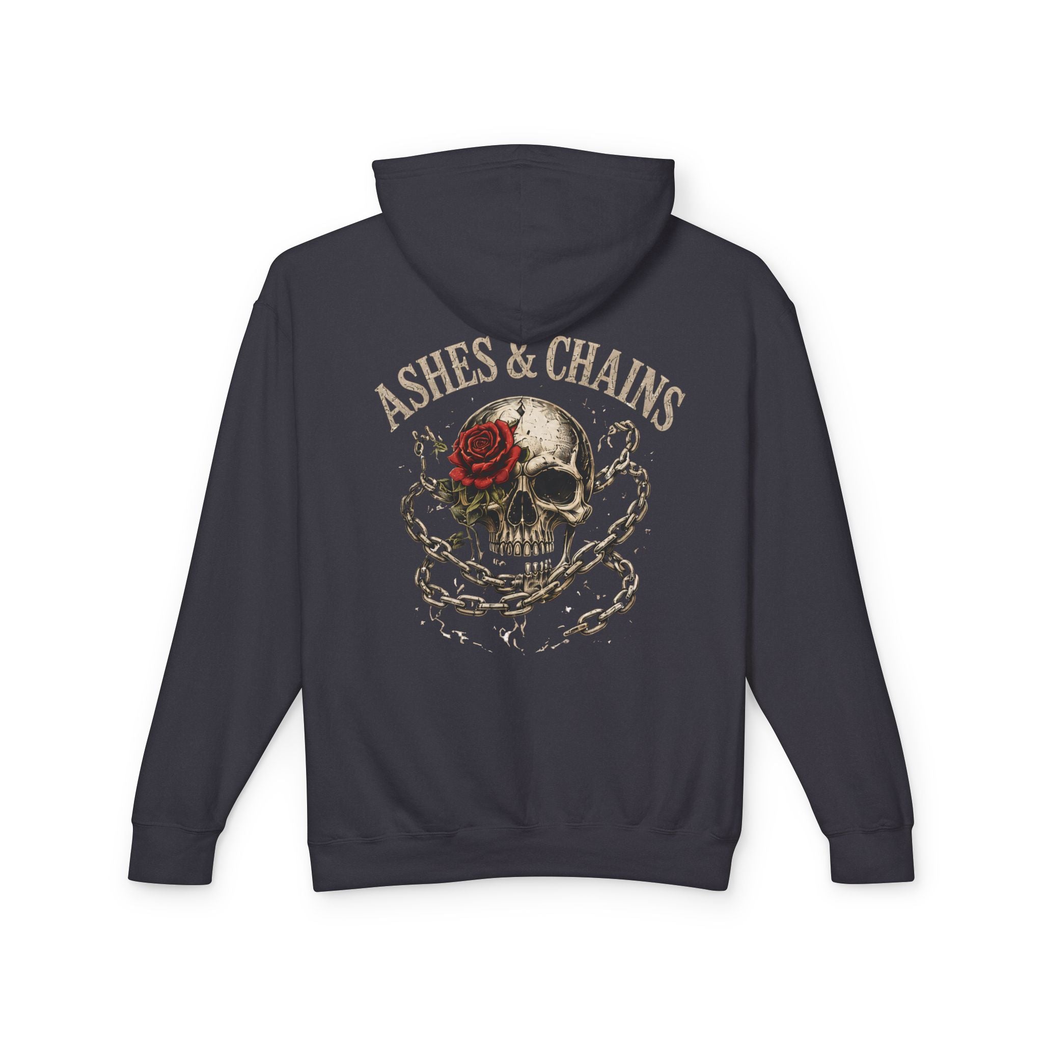 Skull & Rose Hoodie — "Ashes & Chains" Graphic Lightweight Hooded Sweatshirt - Creations by Chris and Carlos