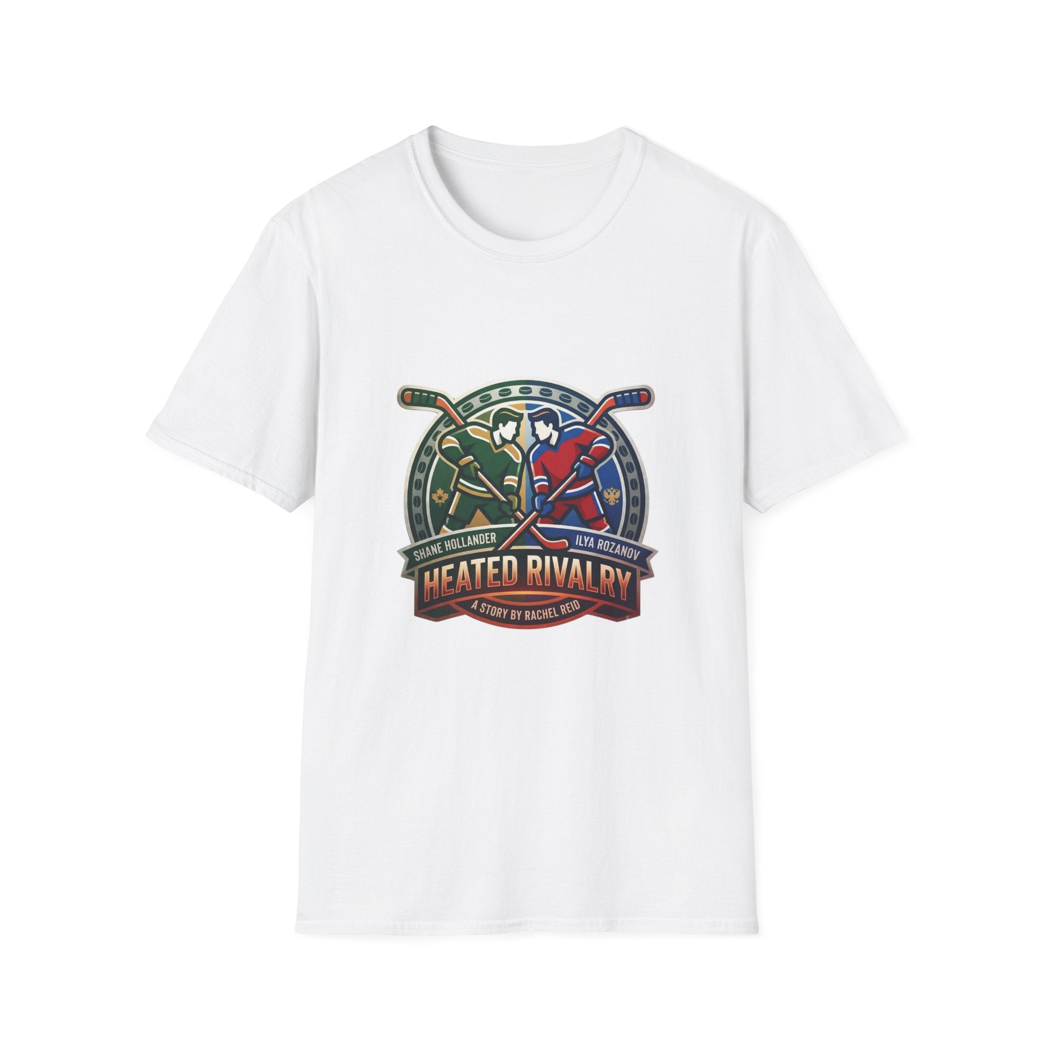 Hockey Heated Rivalry TV Show T‑Shirt — Vintage Stick & Player Crest - Creations by Chris and Carlos