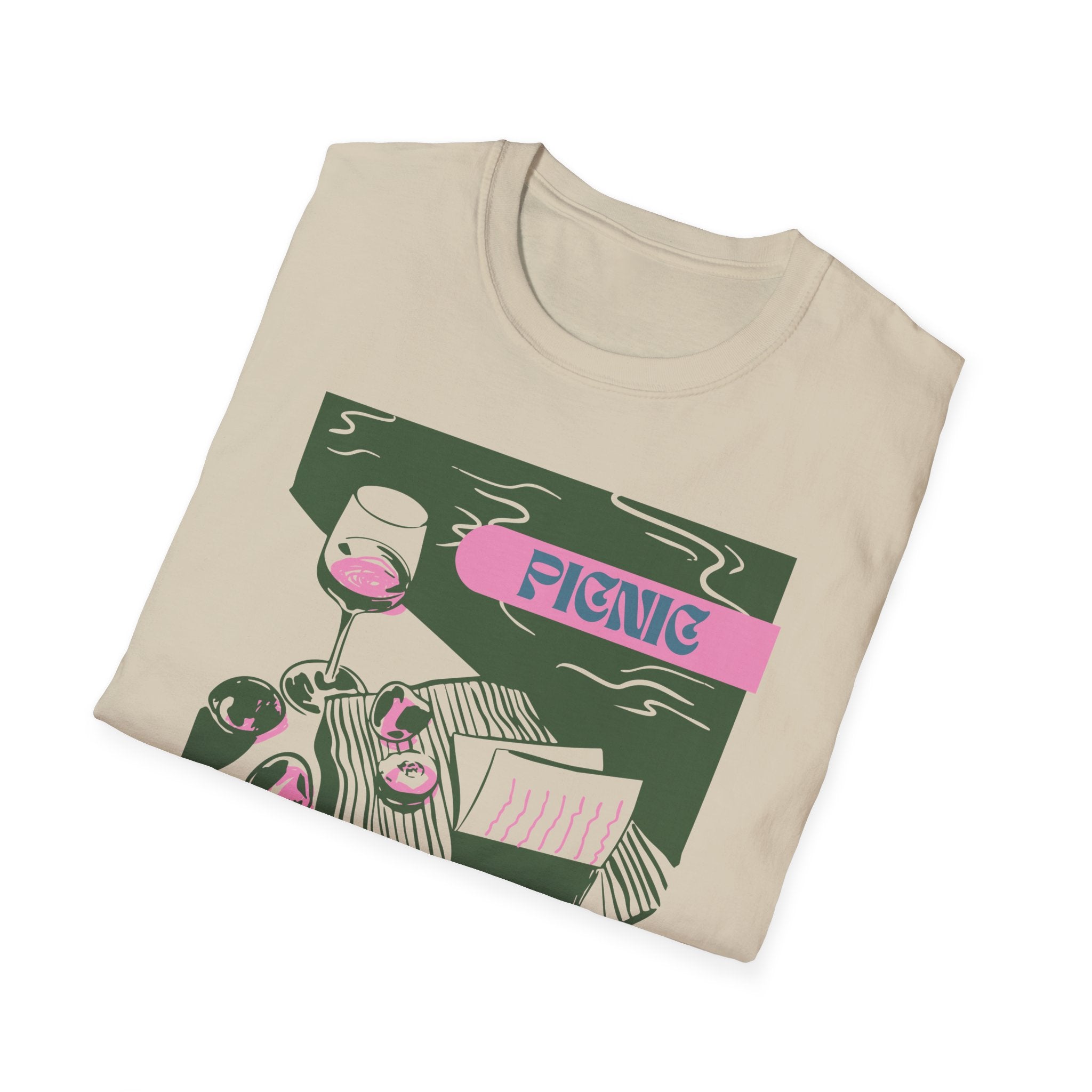 Picnic Graphic T-Shirt — Retro Picnic Scene Tee - Creations by Chris and Carlos