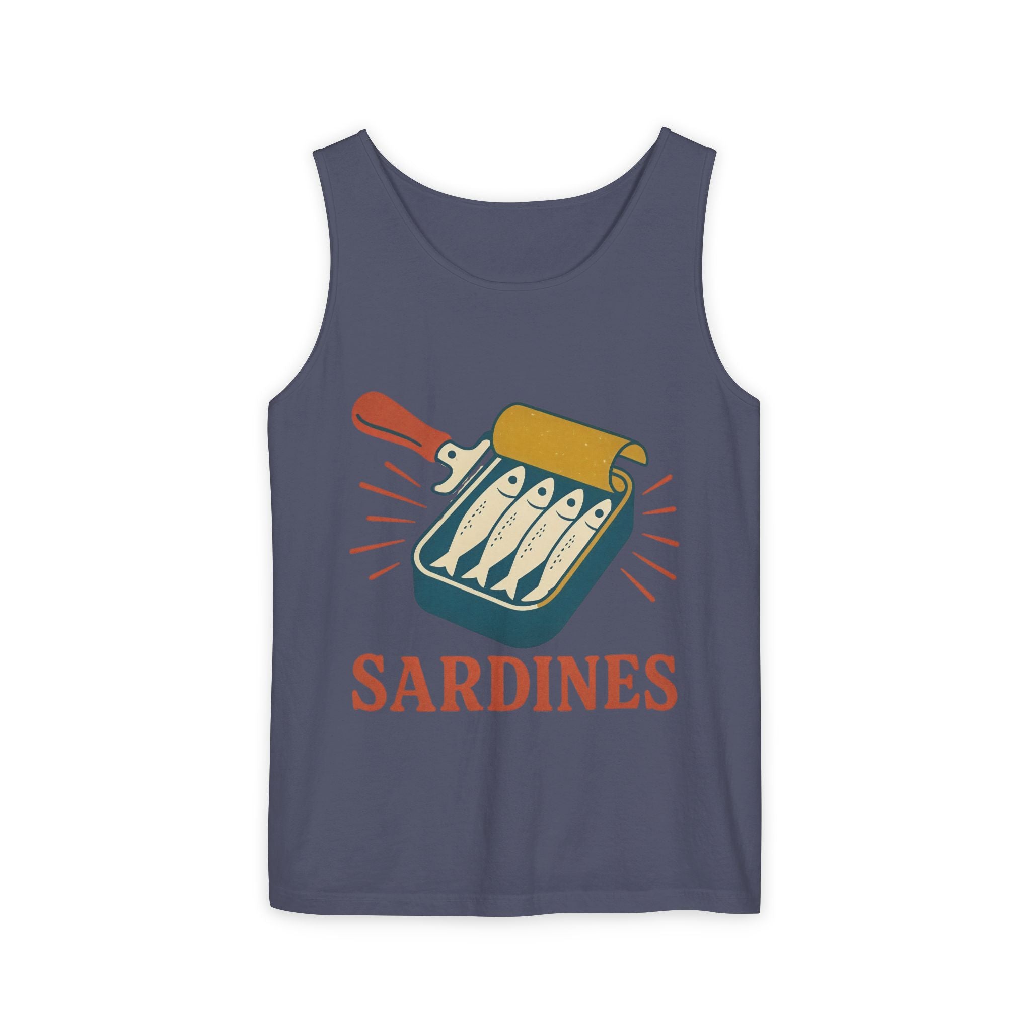 Sardines Graphic Tank Top — Retro Canned Fish Illustration - Creations by Chris and Carlos