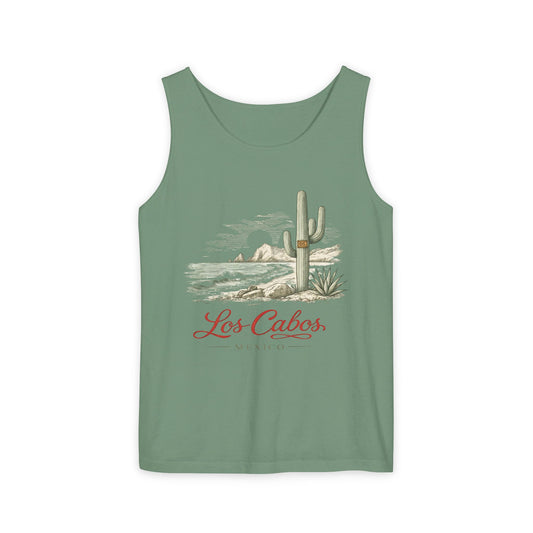 Los Cabos Cactus Beach Tank Top — Vintage Desert Coastal Vacation Tee - Creations by Chris and Carlos